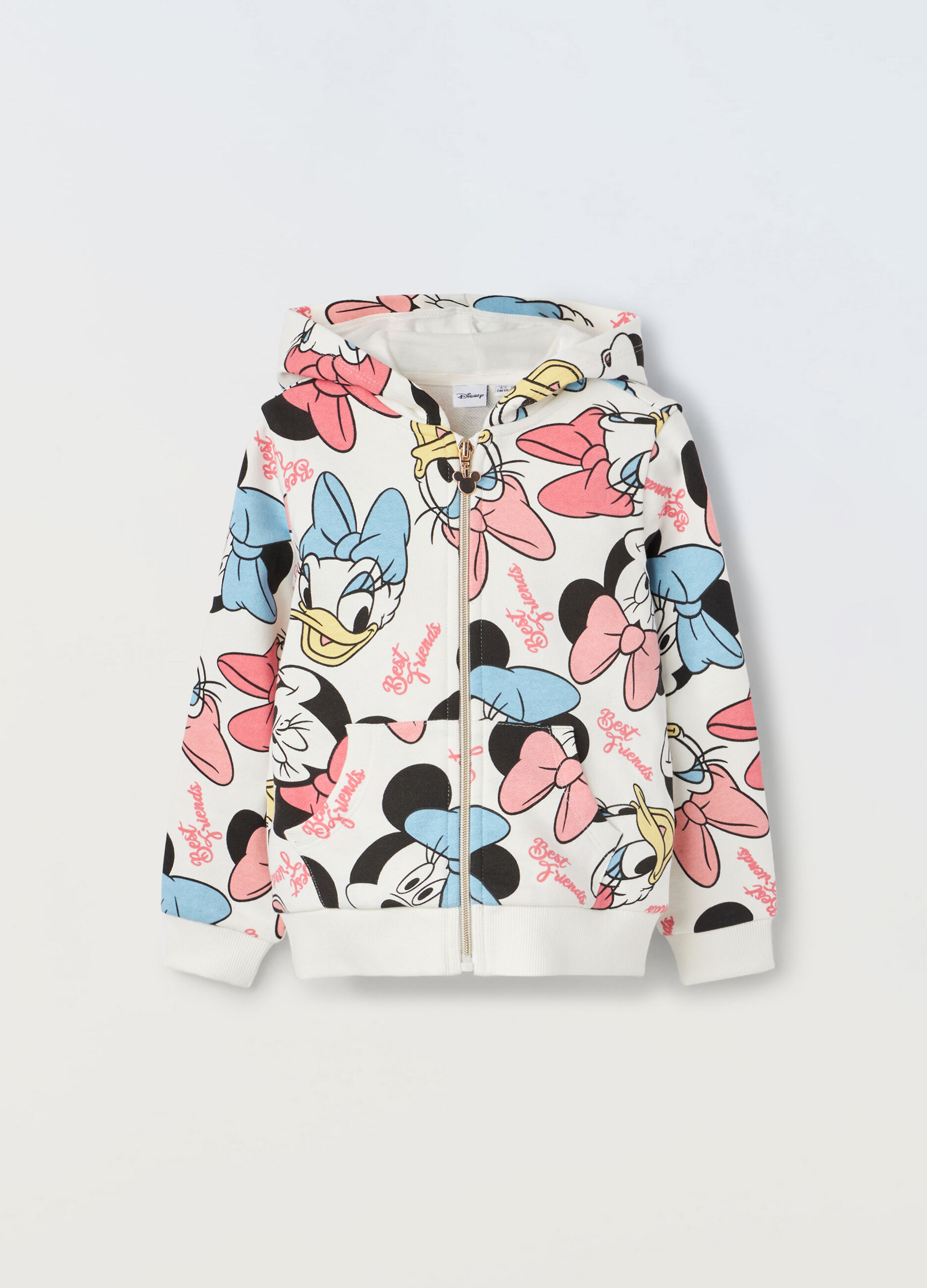 Felpa Disney con zip e cappuccio in puro cotone bambina_0