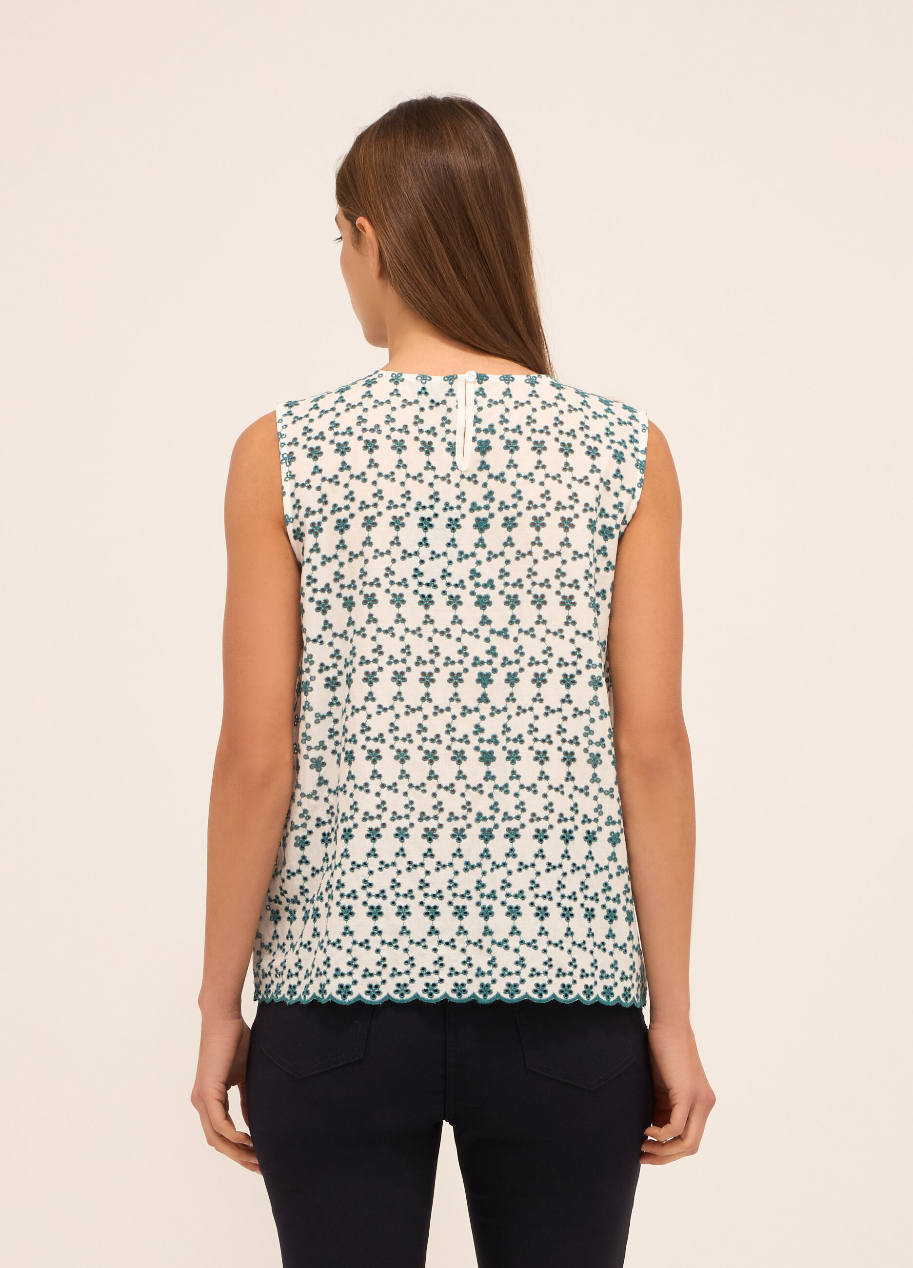 Blusa smanicata in puro cotone donna_1