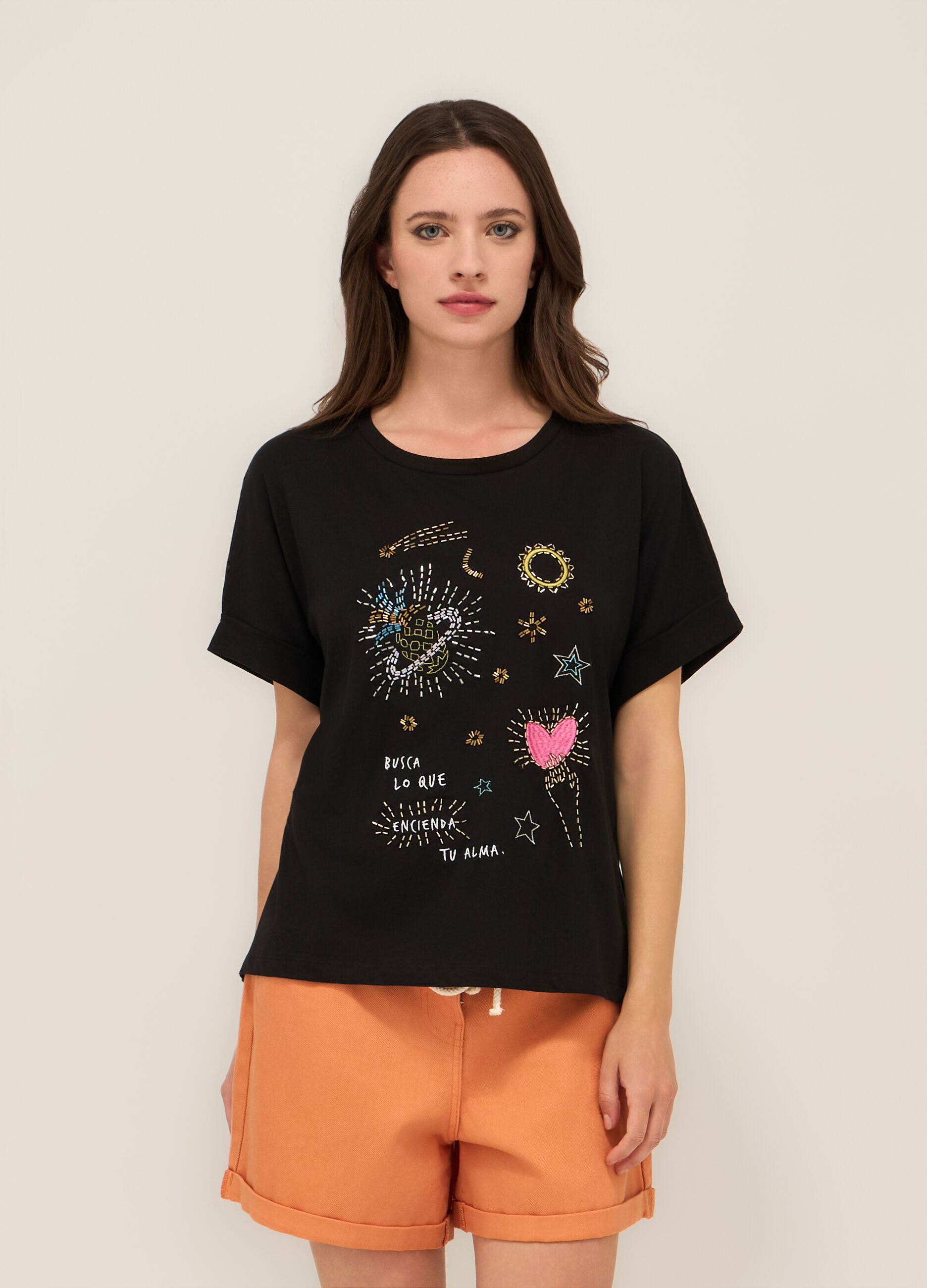 T-shirt in jersey di puro cotone donna_0