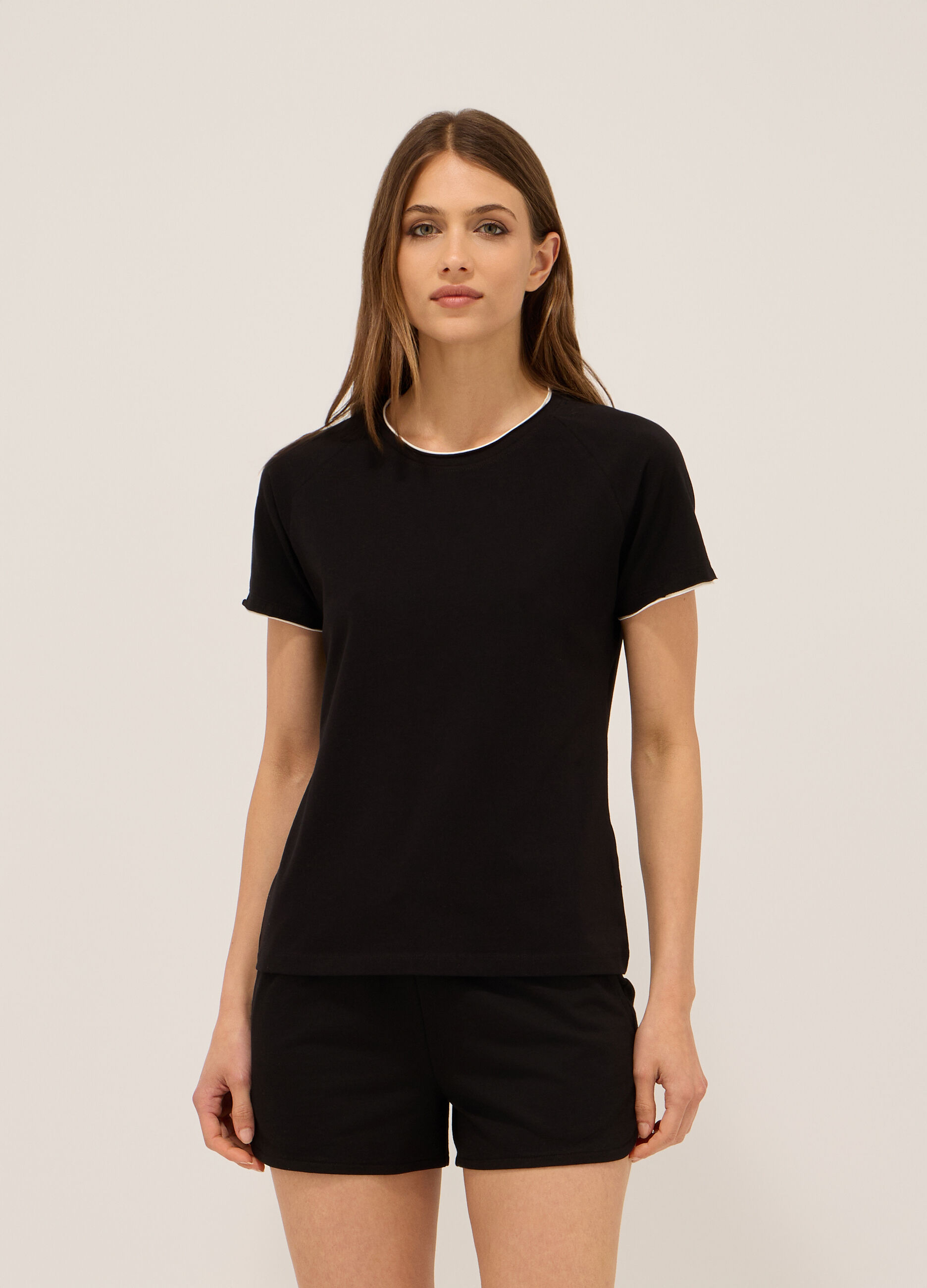 T-shirt in jersey di cotone stretch donna_0