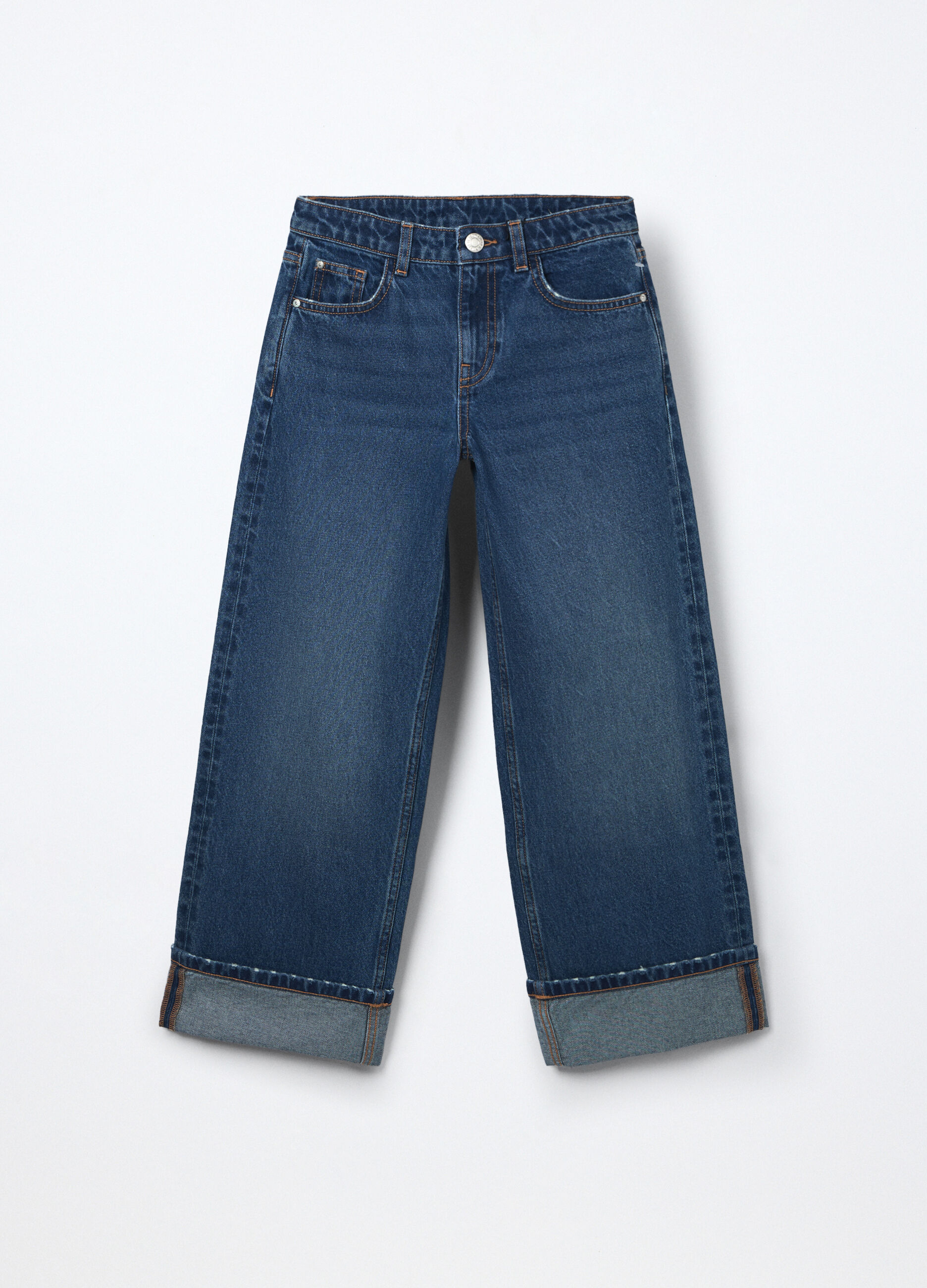 Pantaloni in denim di puro cotone ragazza_0