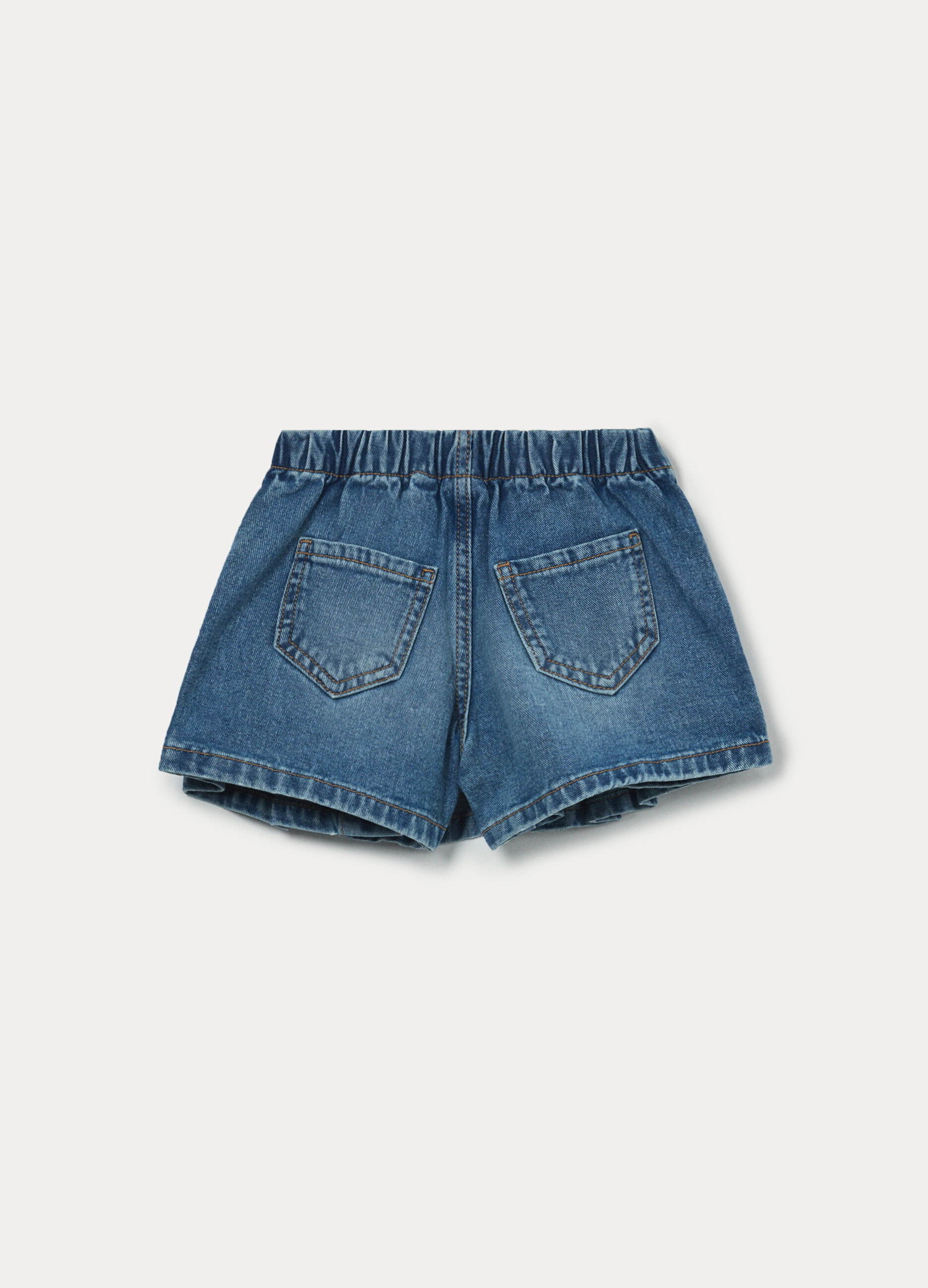 Gonna pantalone pliss&eacute; in denim di puro cotone bambina_1