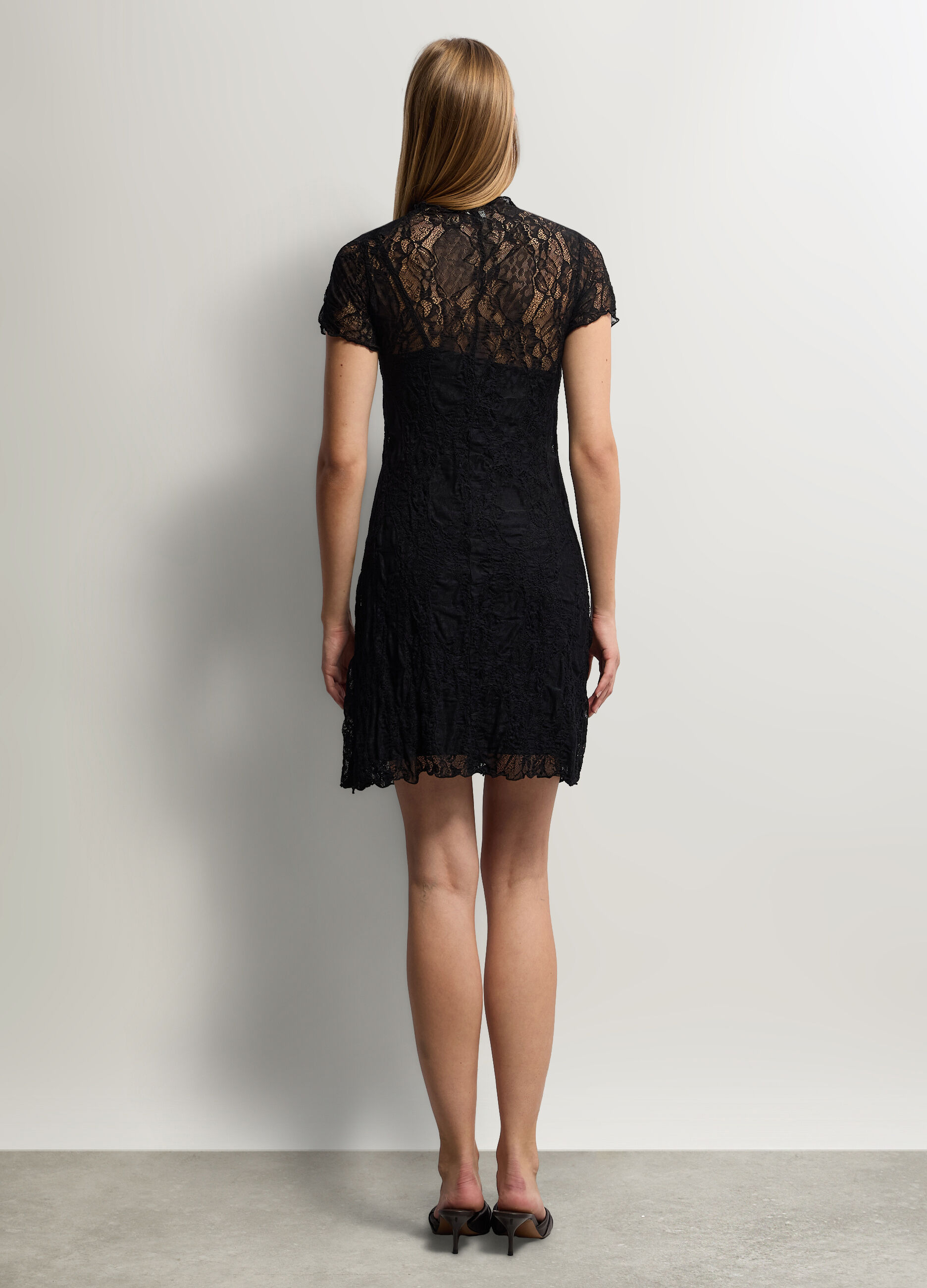 Abito corto in pizzo donna_1