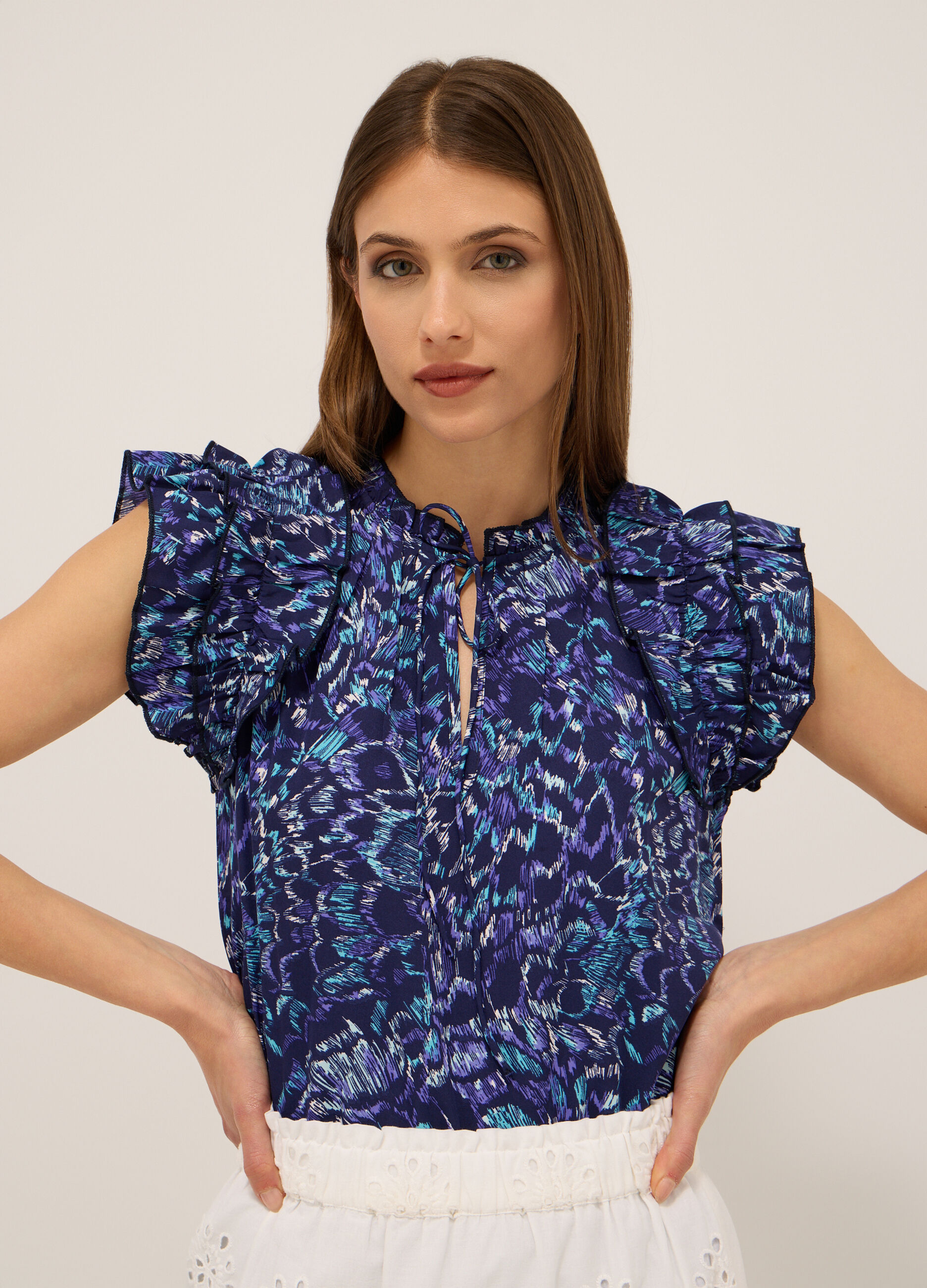 Blusa in american crepe donna_2
