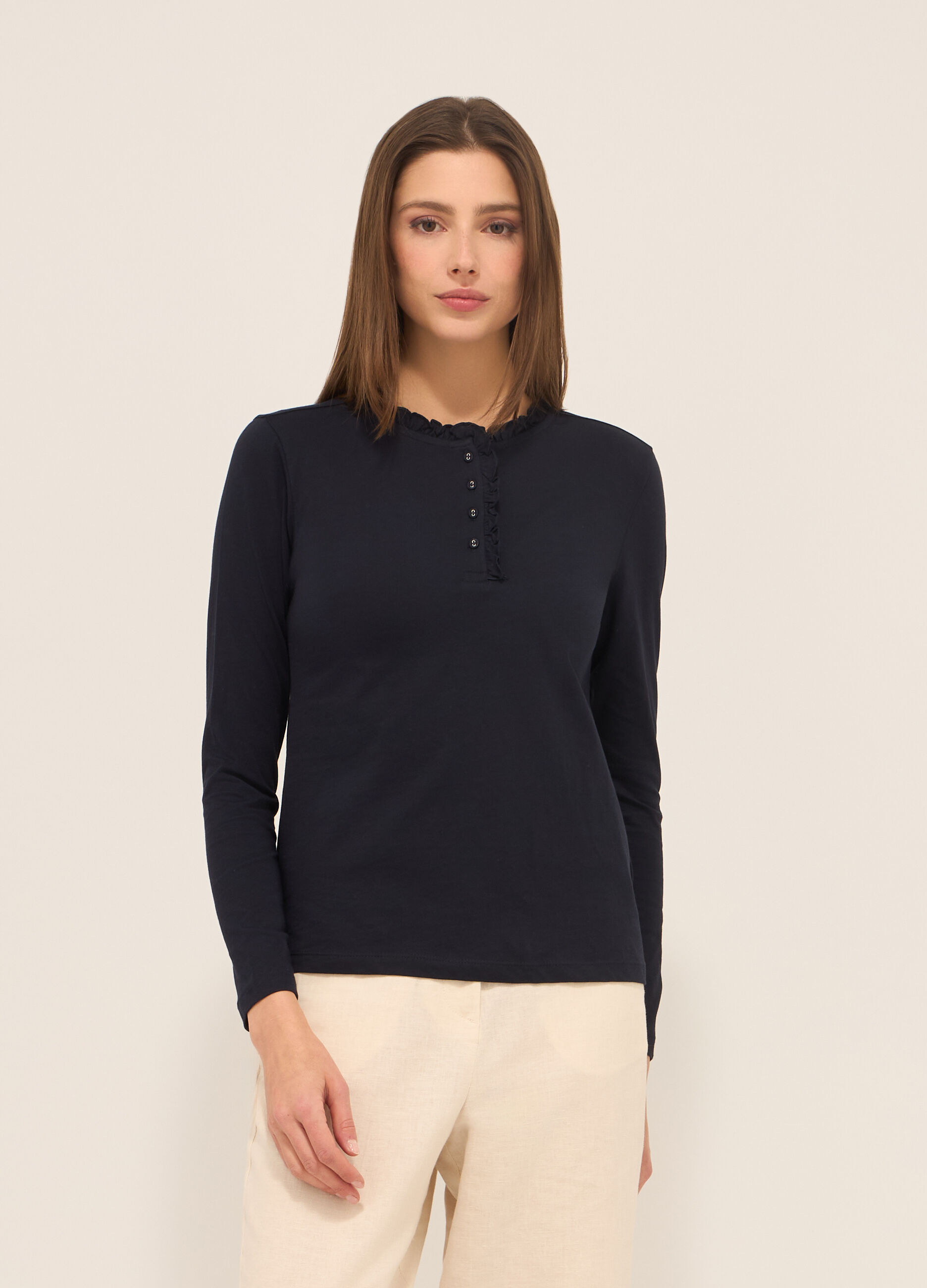 T-shirt in jersey di puro cotone donna_0