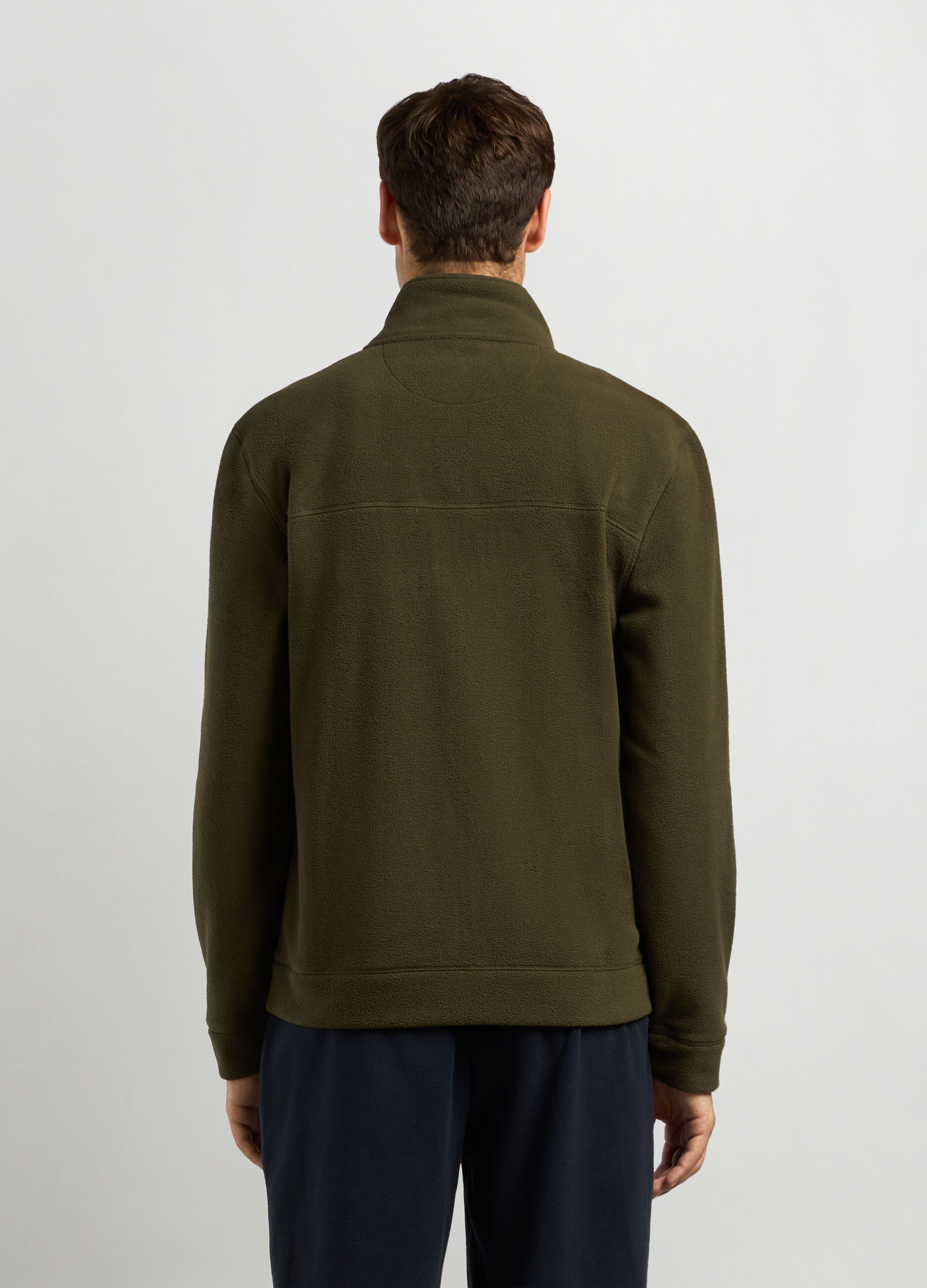 Felpa in pile a collo alto full zip uomo_1