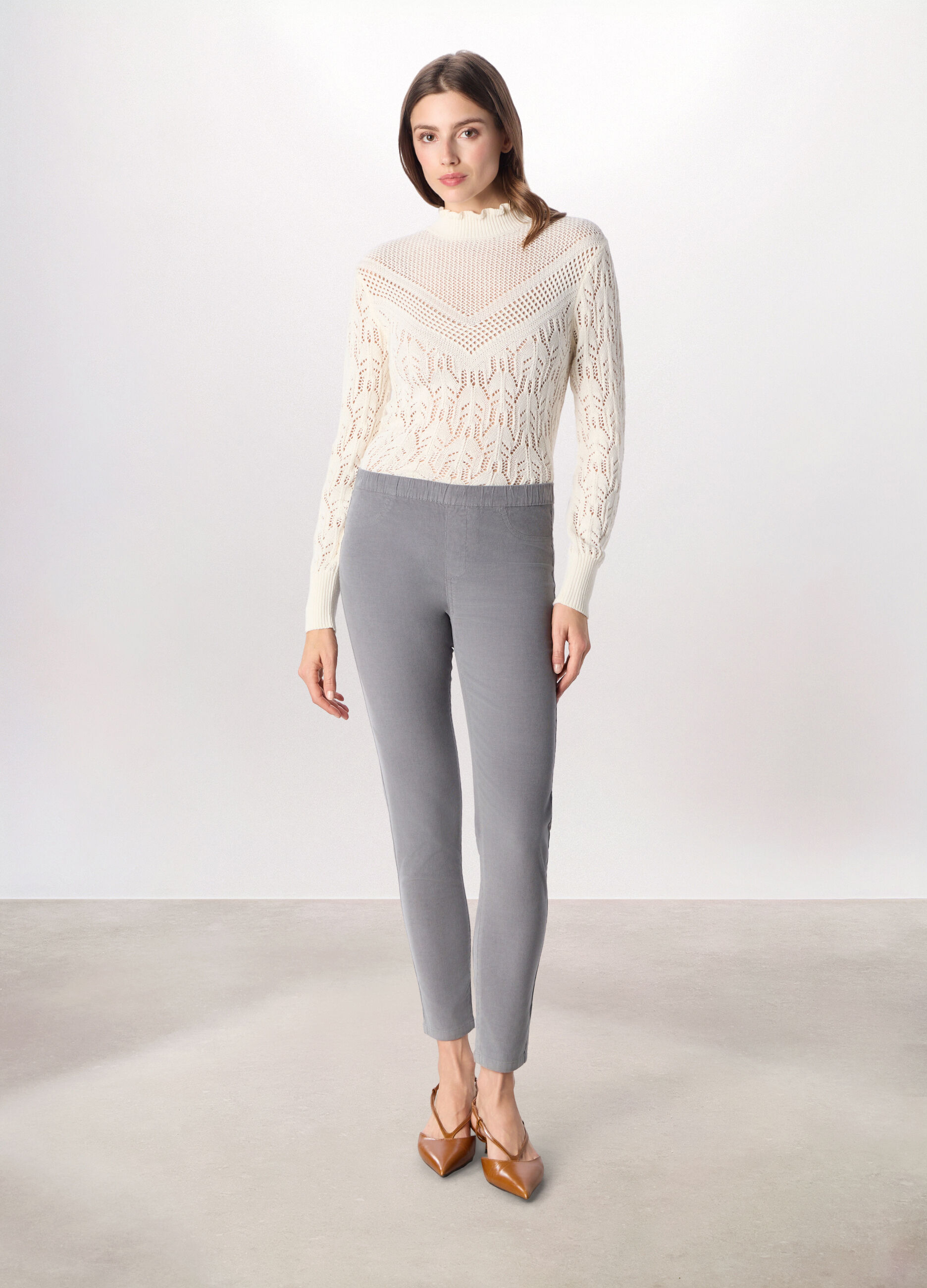 Treggings in velluto a coste di cotone stretch donna_0