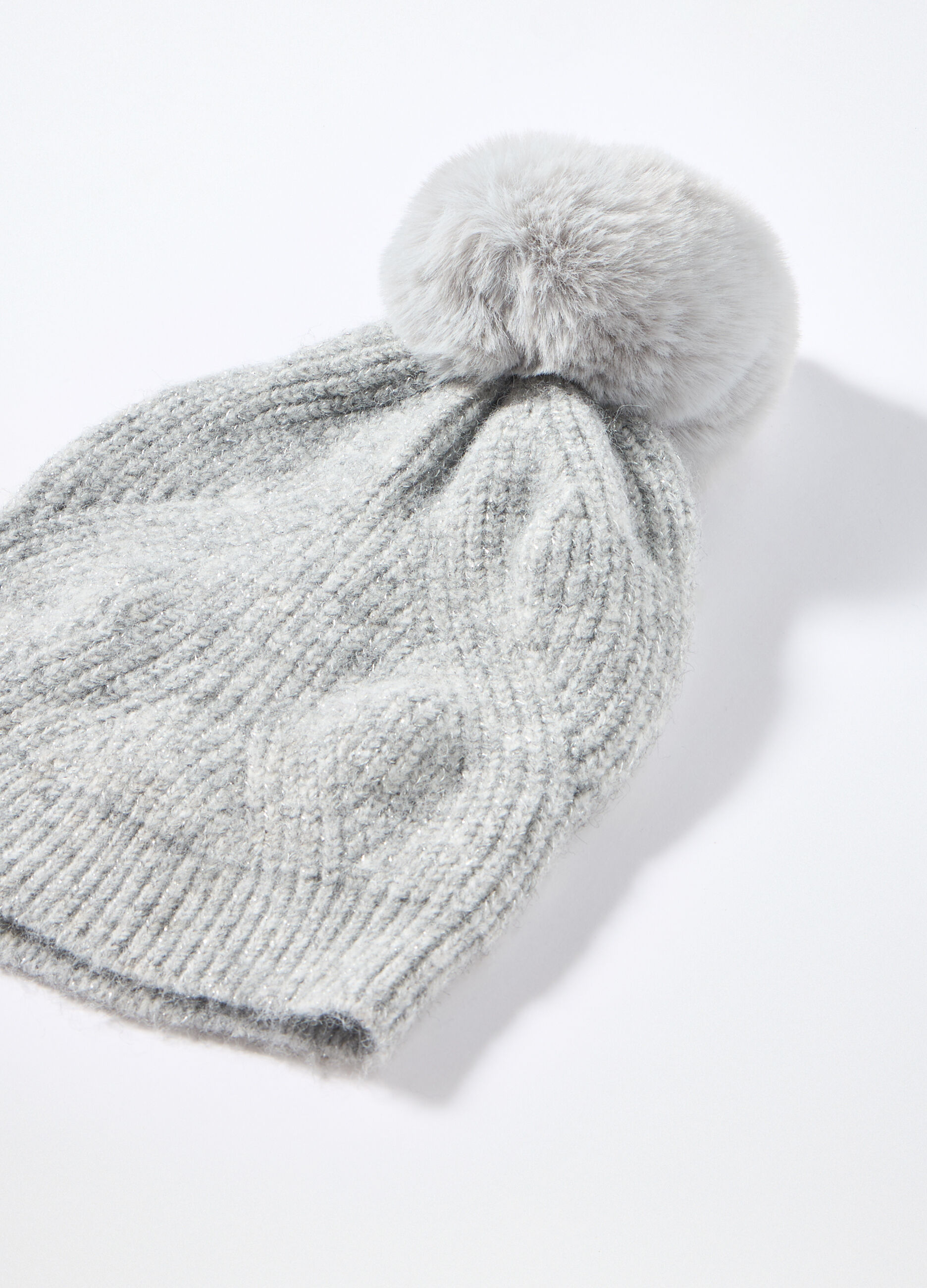 Berretto tricot con pon pom donna_2