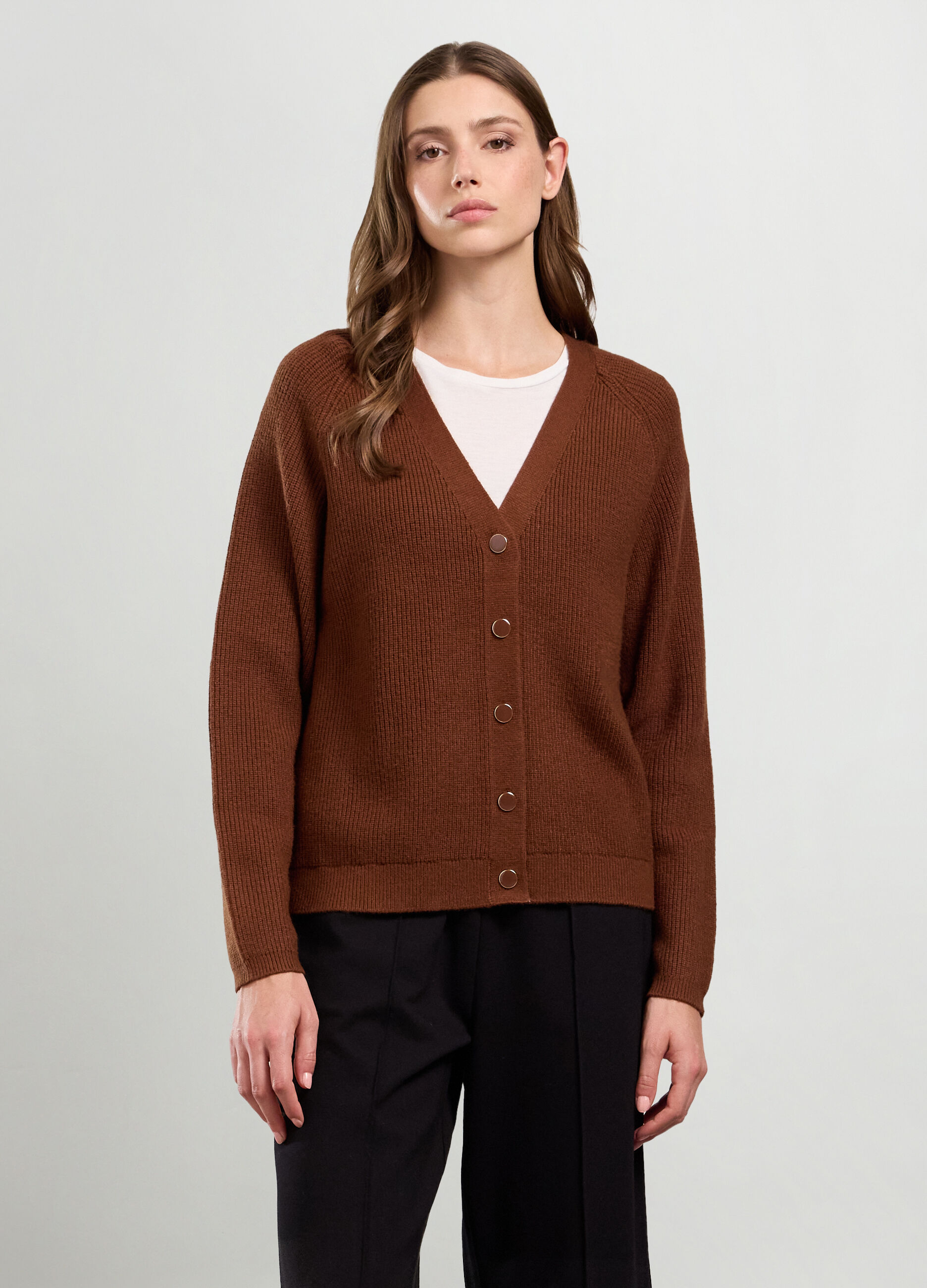 Cardigan in costina di misto viscosa donna_0