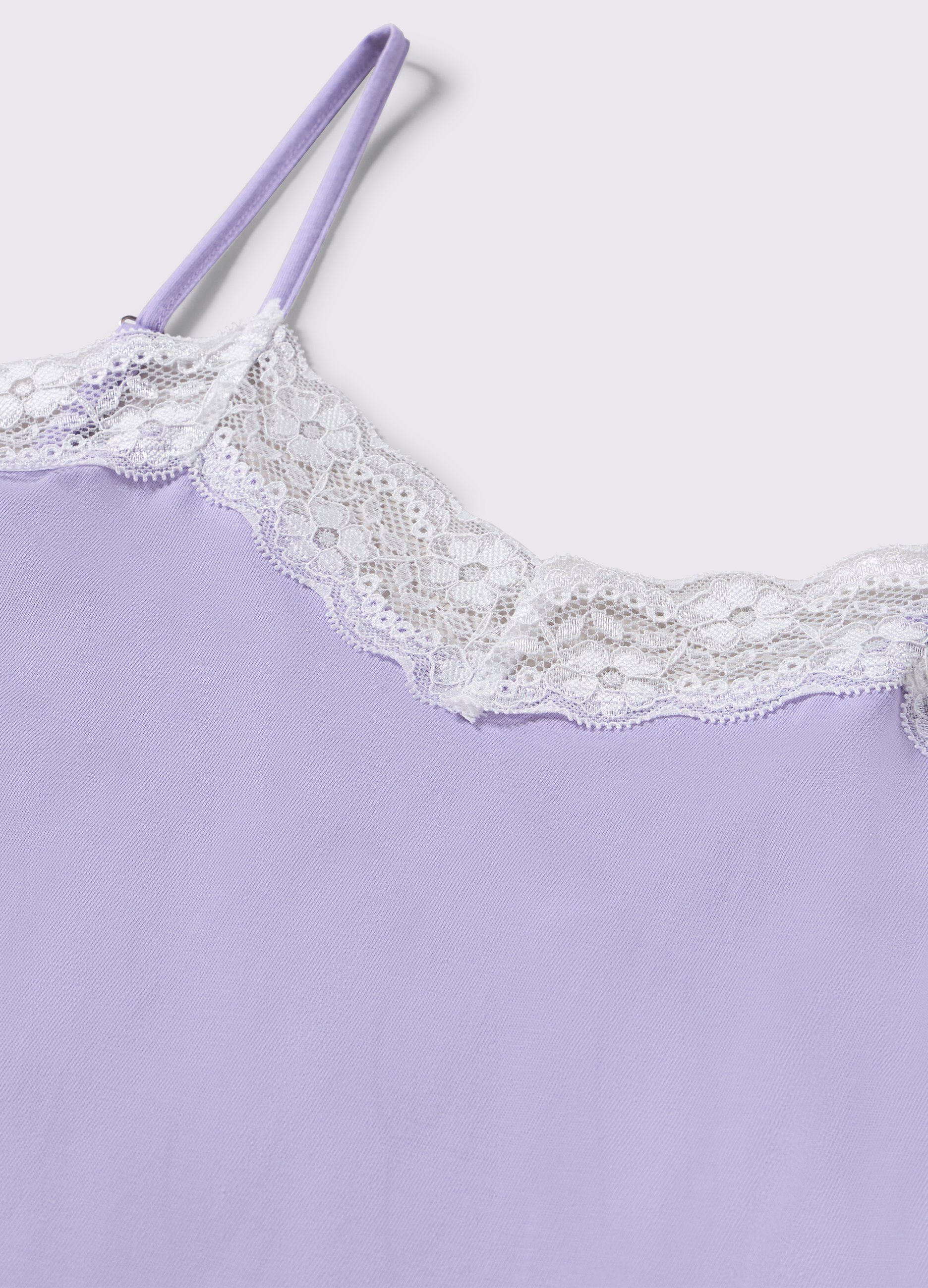Camicia da notte in cotone con inserti in pizzo donna_1