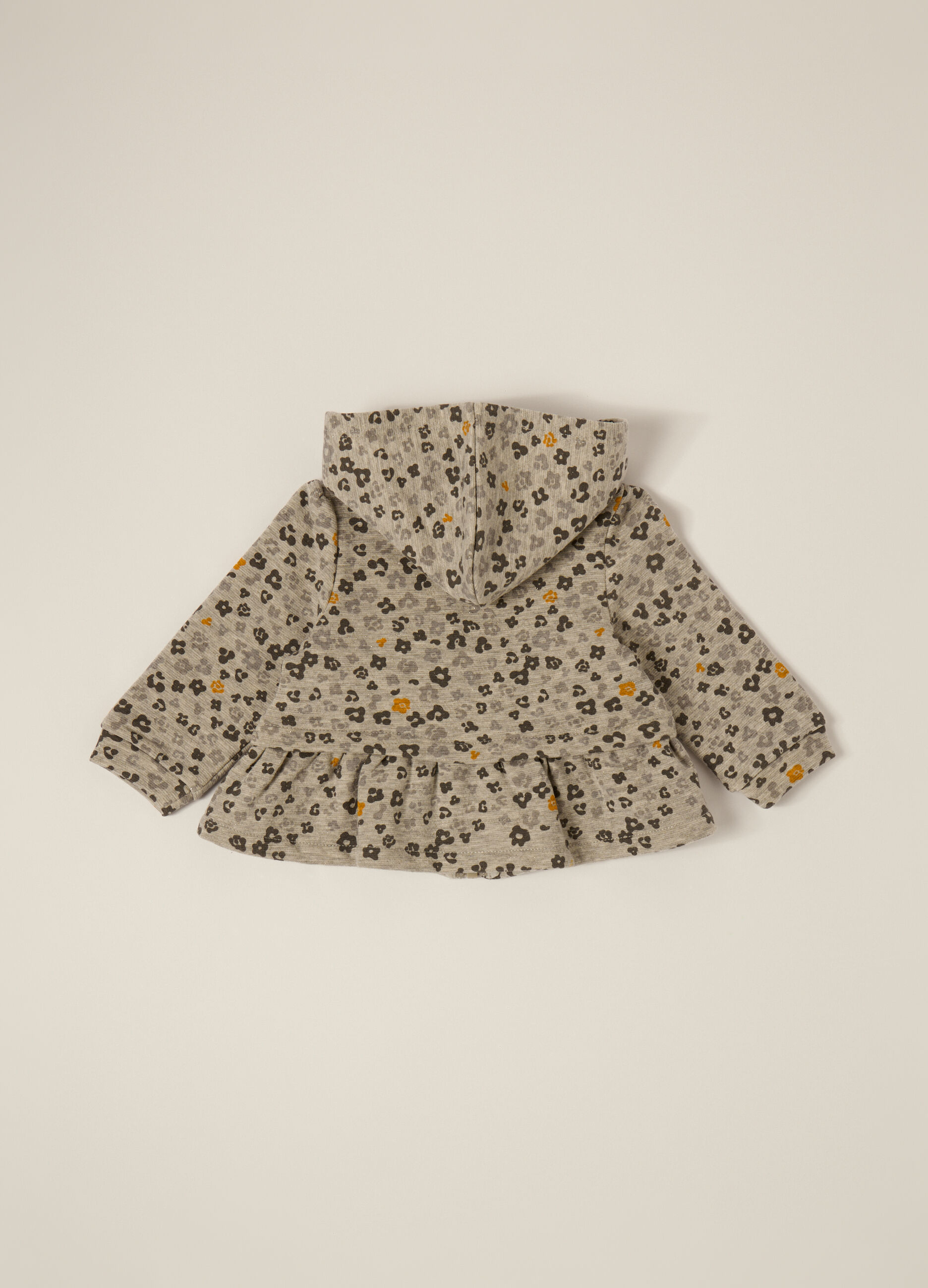 Felpa grigia con full zip per neonata