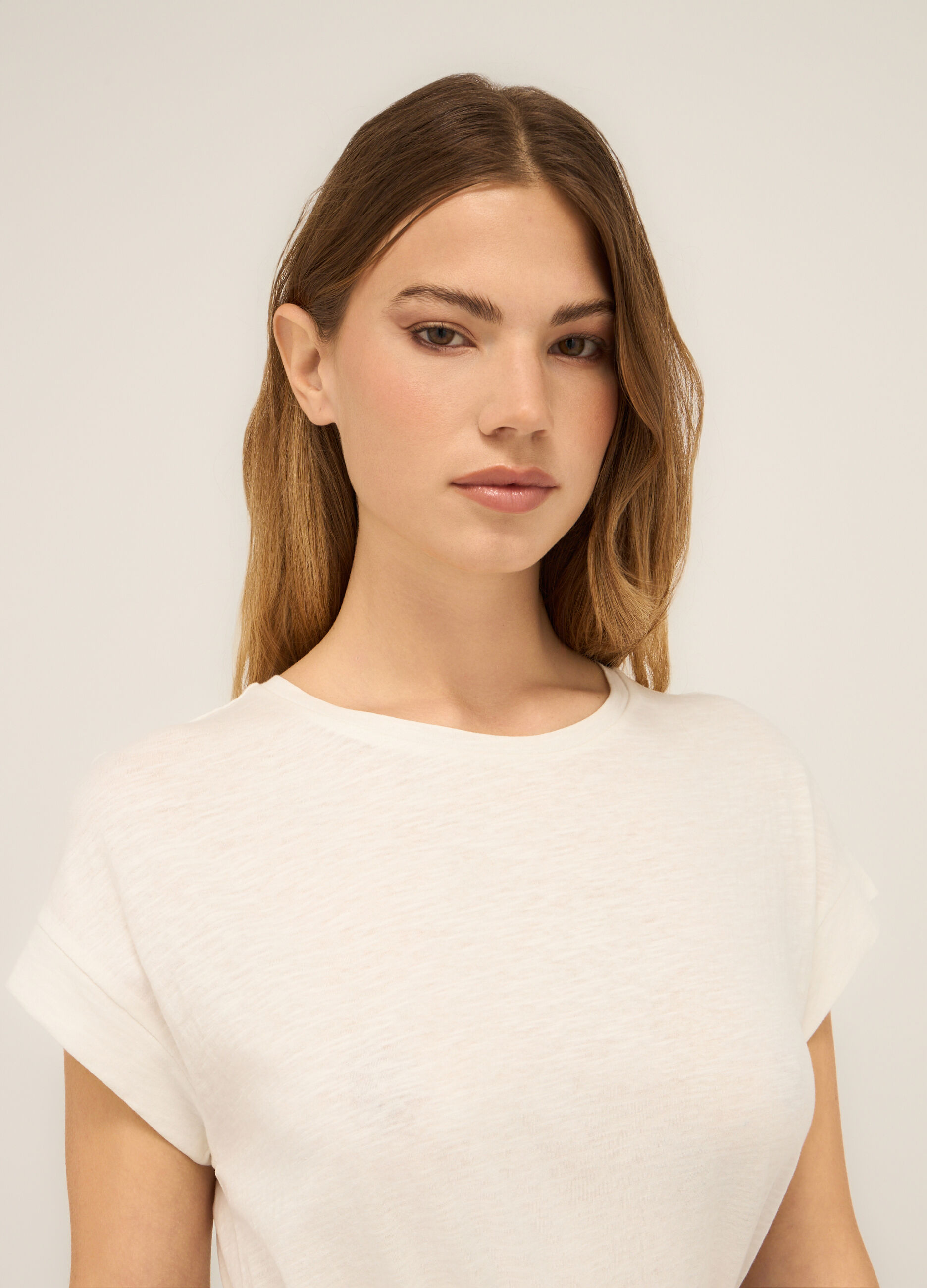 T-shirt in jersey di cotone slub donna_2