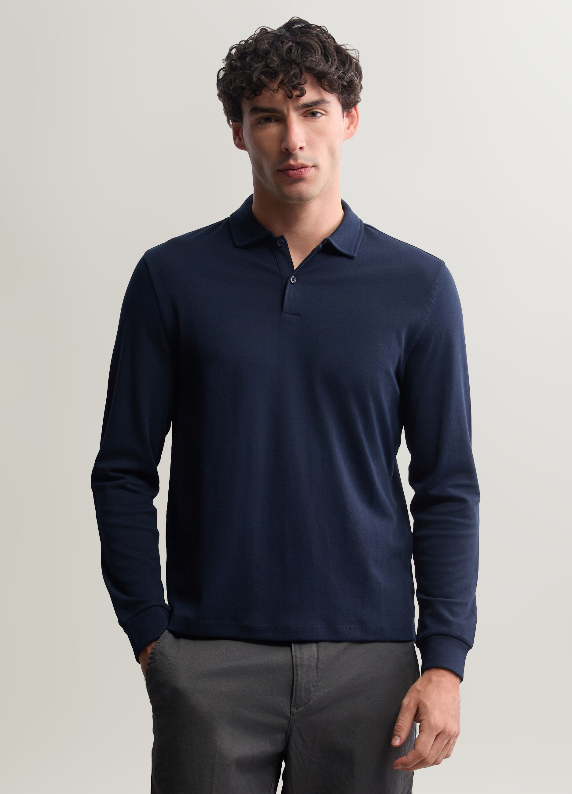 Polo a maniche lunghe in interlock uomo_0