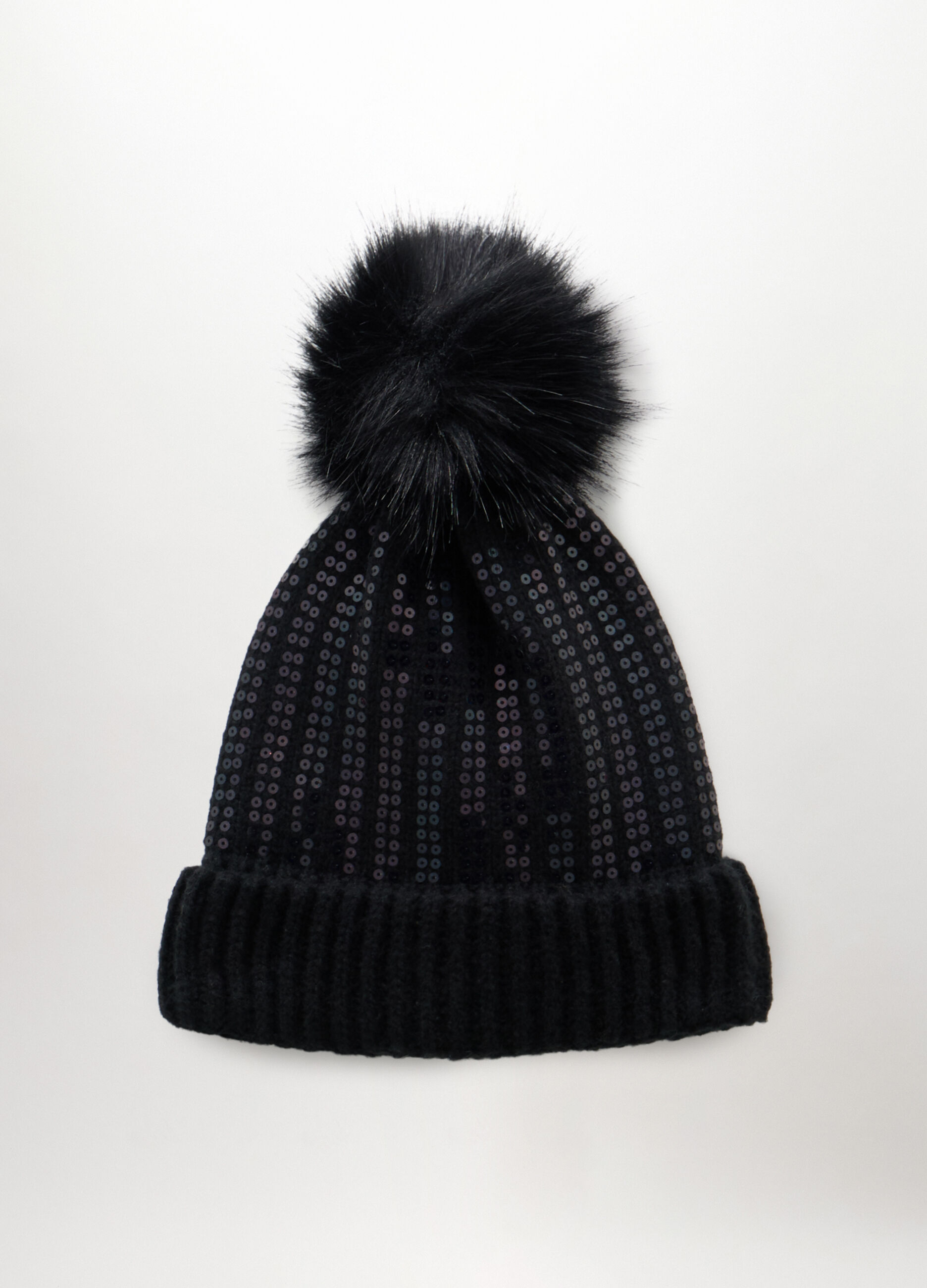 Berretto tricot con pon pom donna_1
