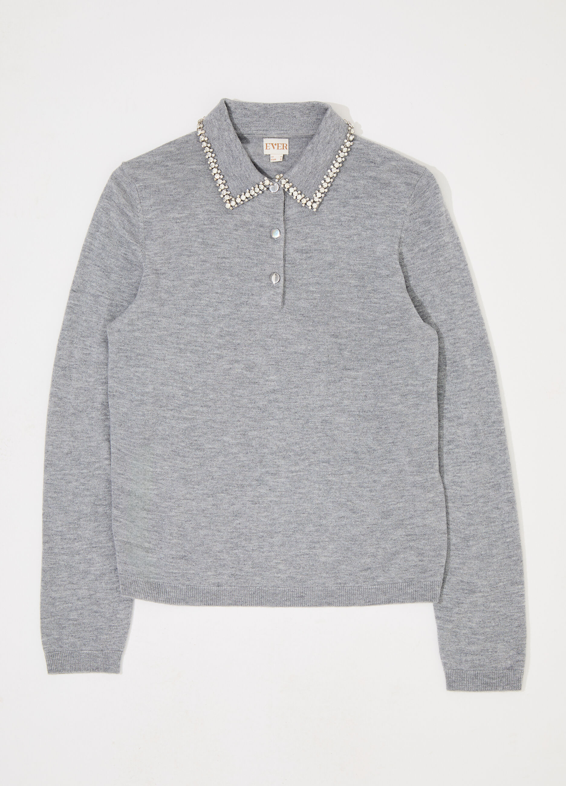 Polo in tricot misto lana a manica lunga donna_4