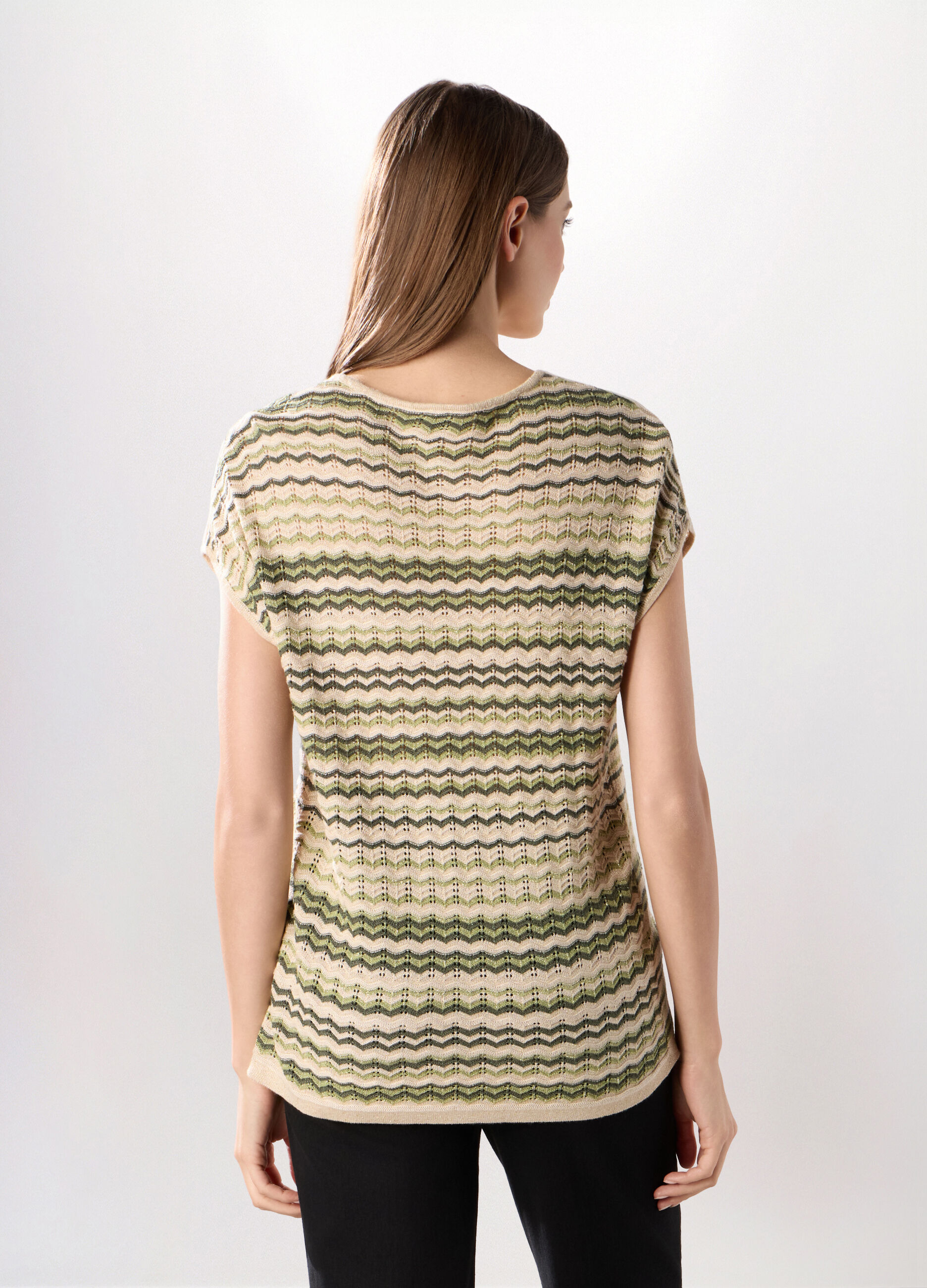 Tricot smanicato misto viscosa donna _1