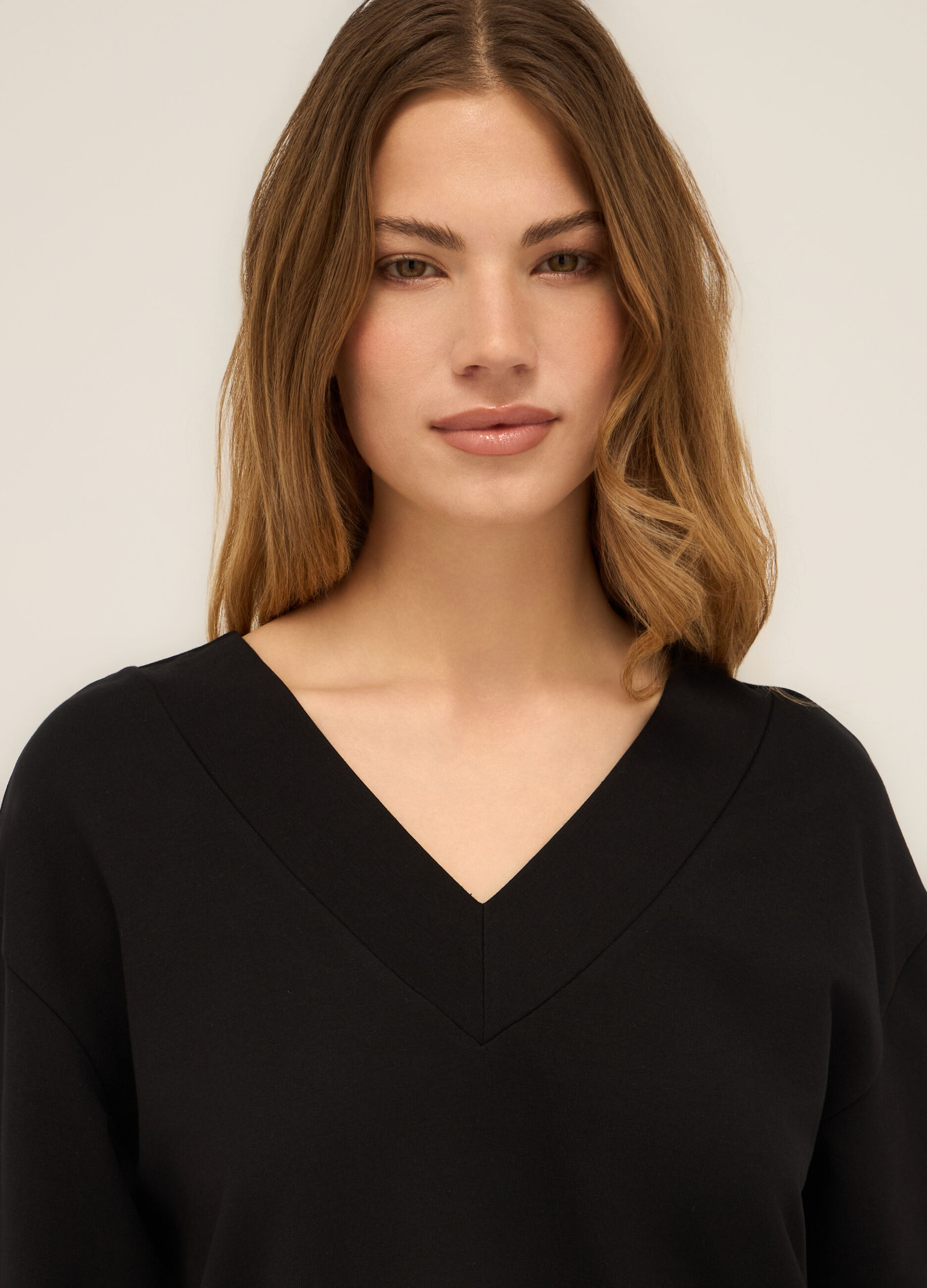 Felpa in misto cotone stretch donna_2