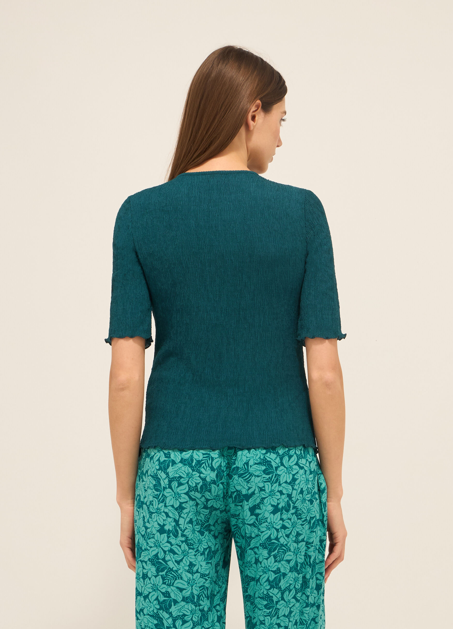 T-shirt misto viscosa crinkle donna_1