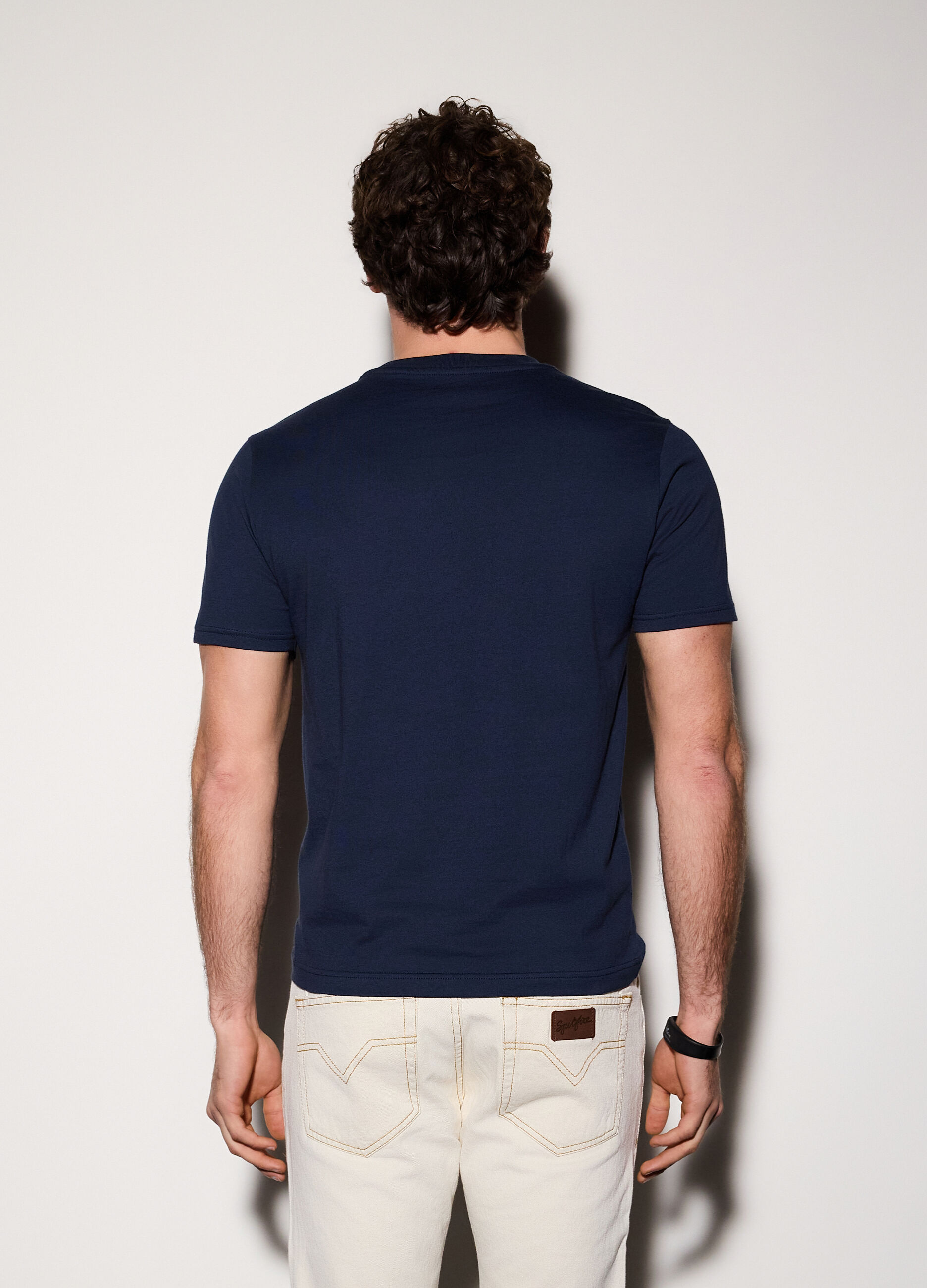 T-shirt in jersey di cotone con logo uomo_1