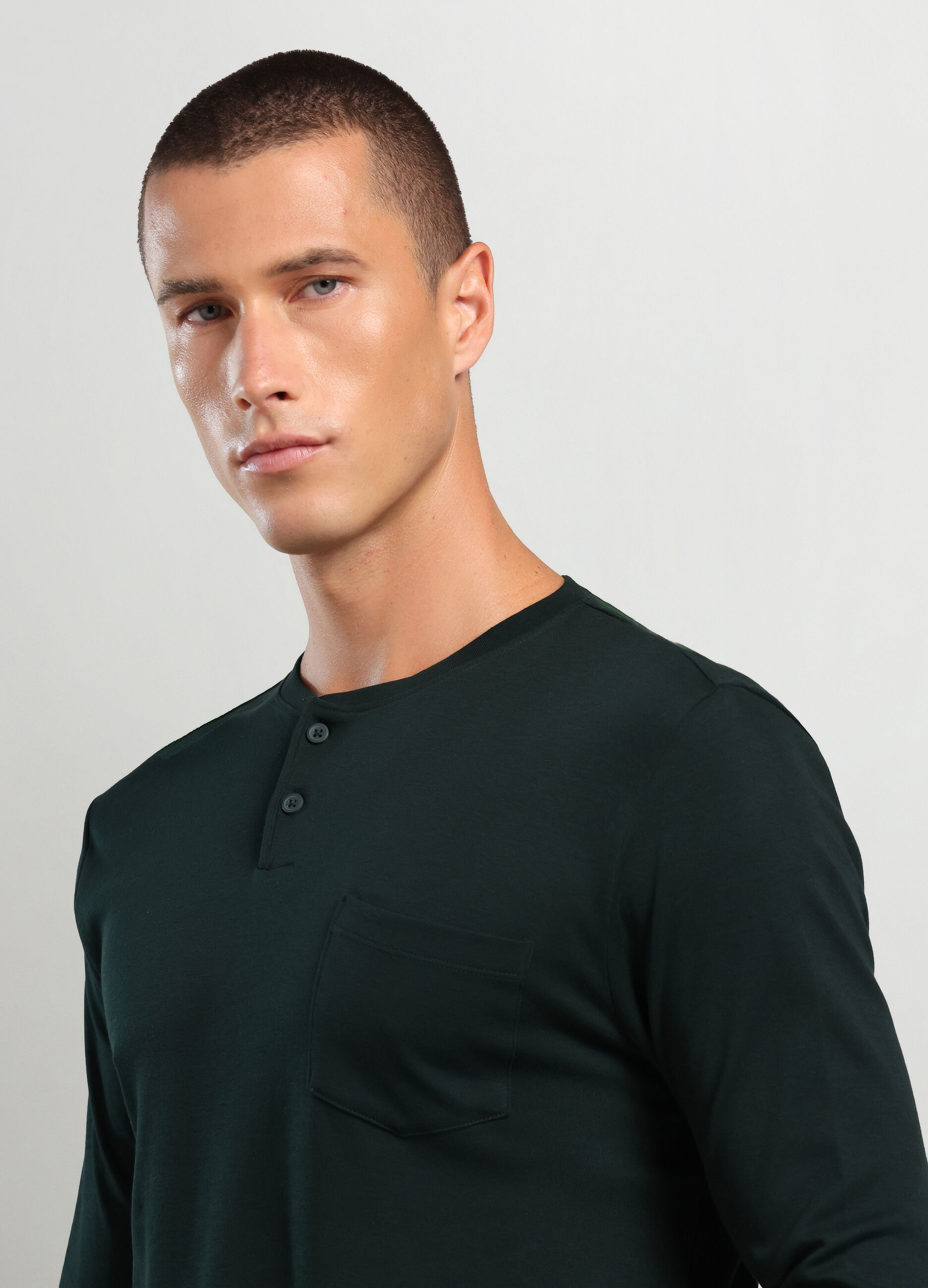 Maglia collo a serafino in puro cotone uomo_2