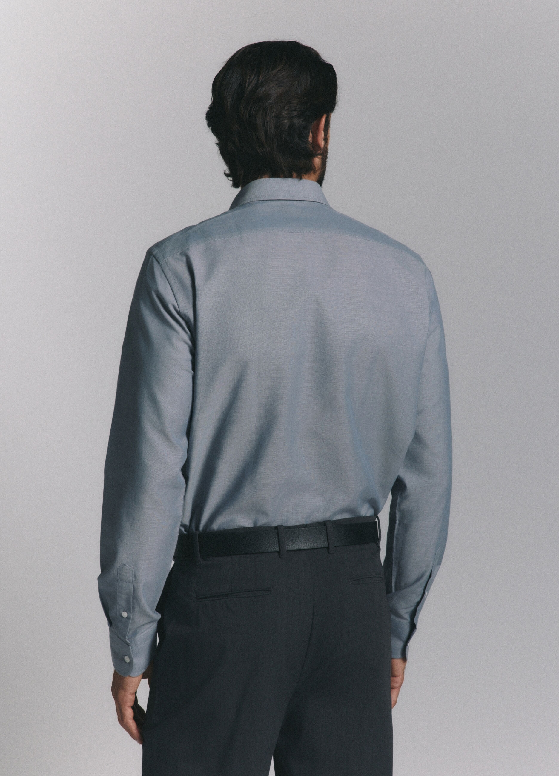Camicia regular fit in tessuto effetto chambray uomo_3