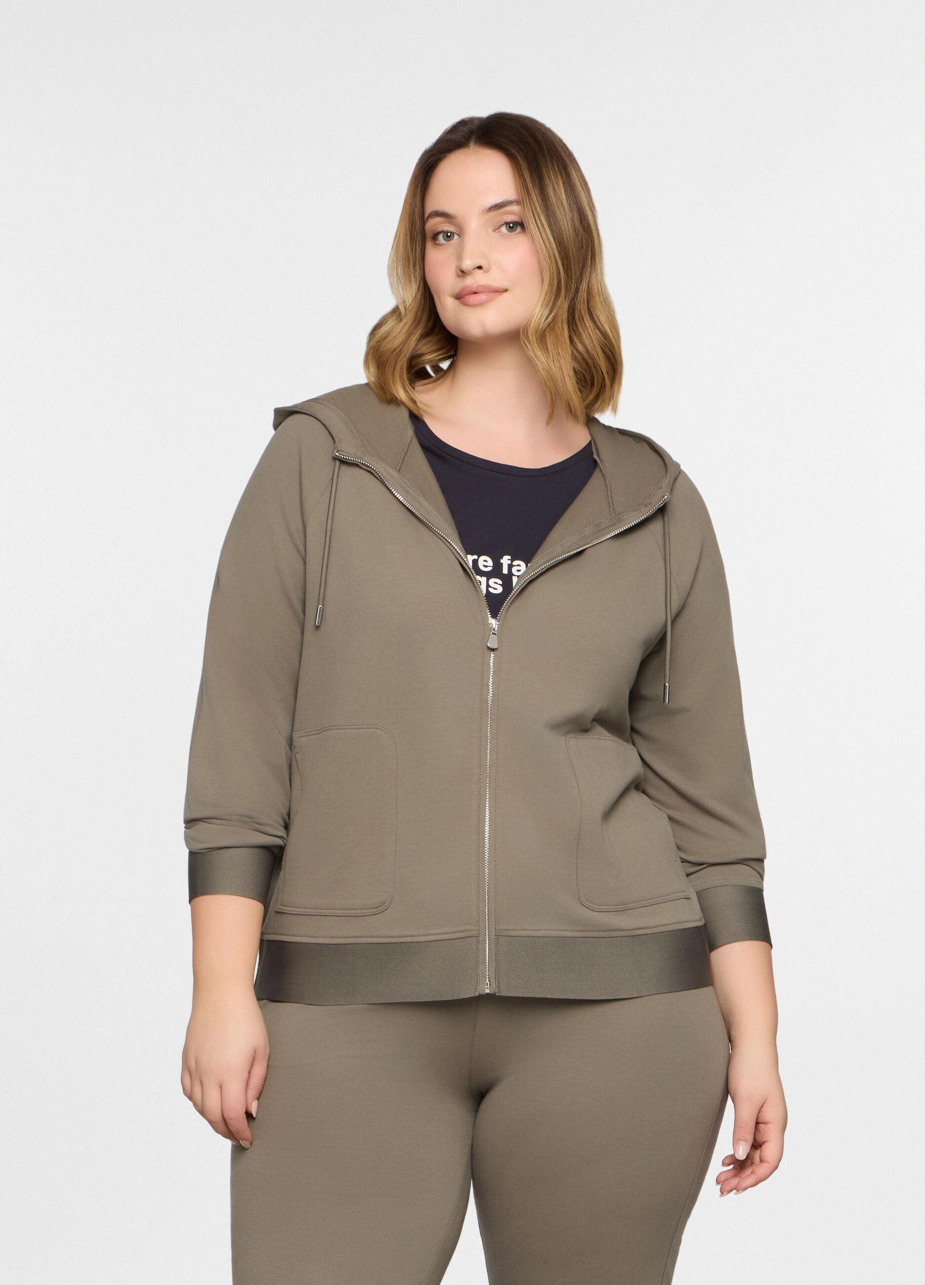 Felpa con cappuccio in french terry stretch donna curvy_0