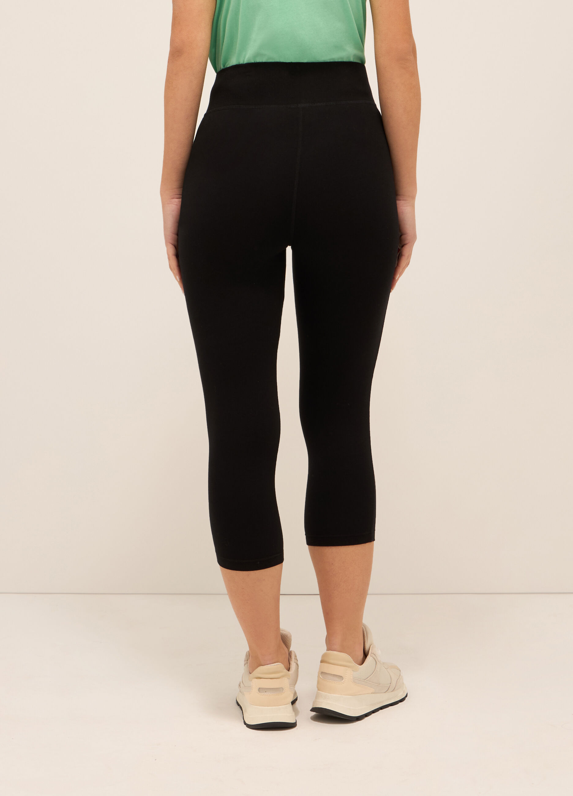 Leggings capri in jersey di cotone stretch donna_1