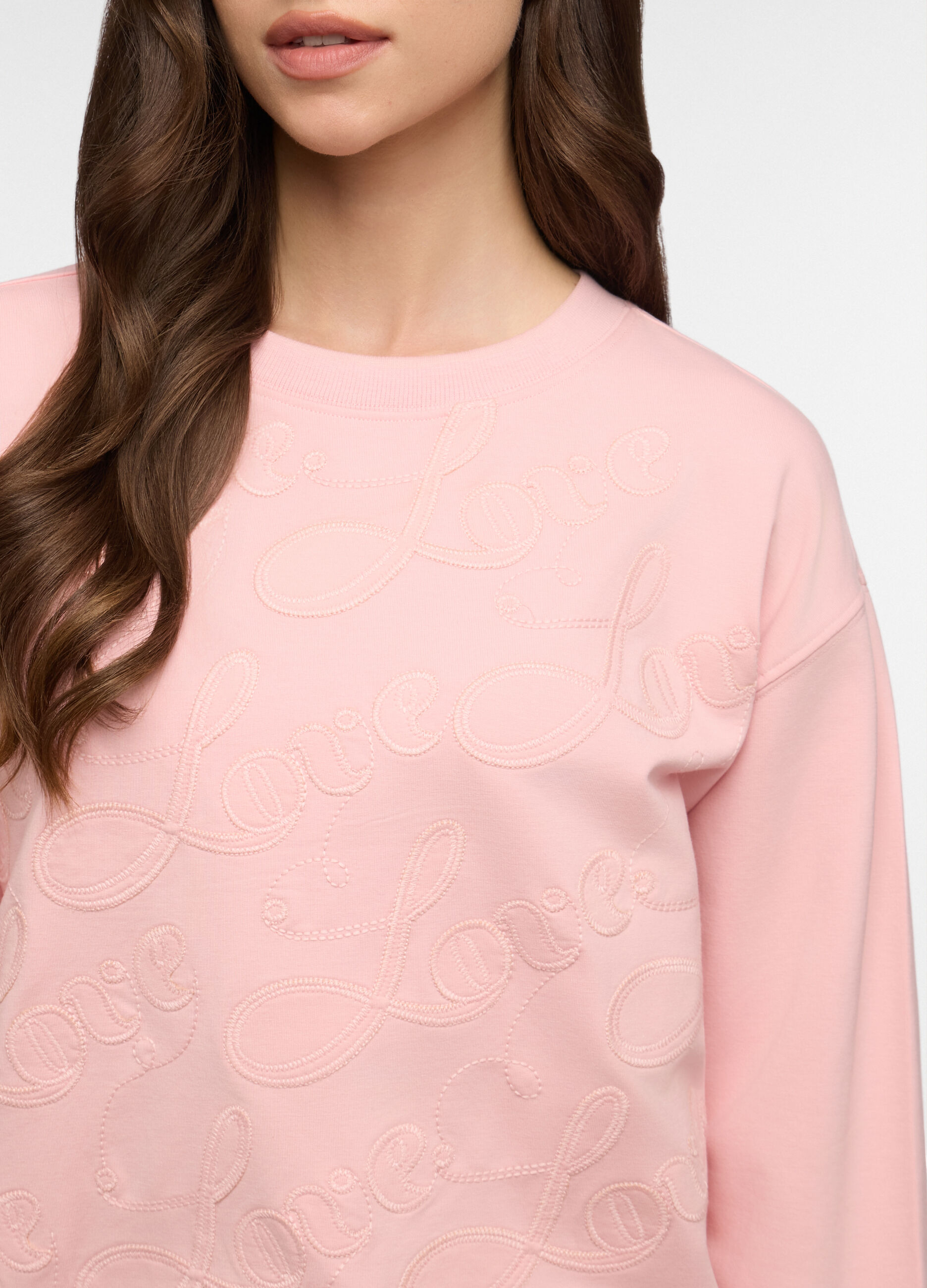 Felpa girocollo in french terry stretch donna_2