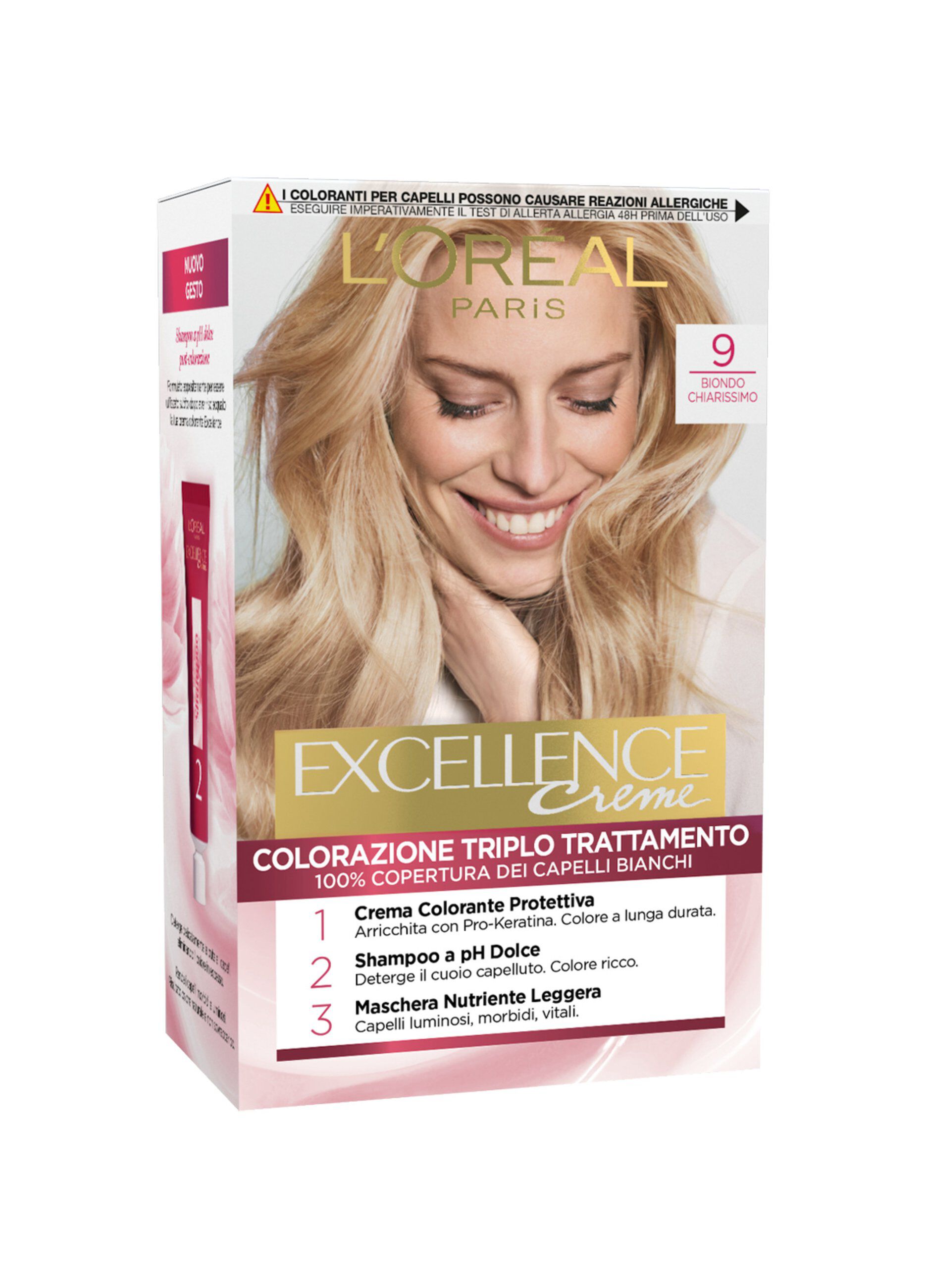 L'Oréal Paris Tinta Capelli Excellence, Copre i capelli bianchi, colore ricco, luminoso e a lunga durata, 9 Biondo Chiarissimo._0
