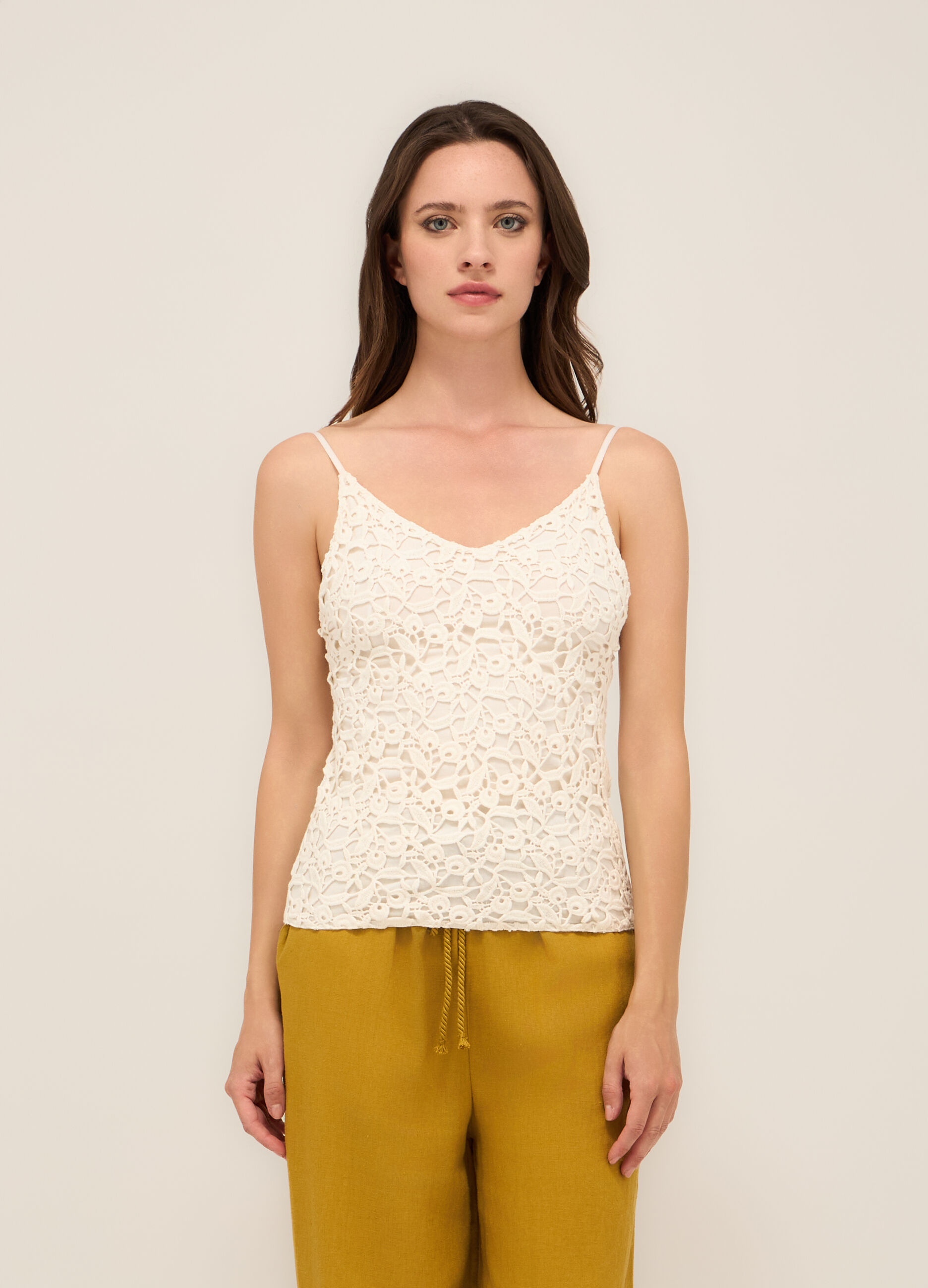 Top crochet in cotone stretch donna_0