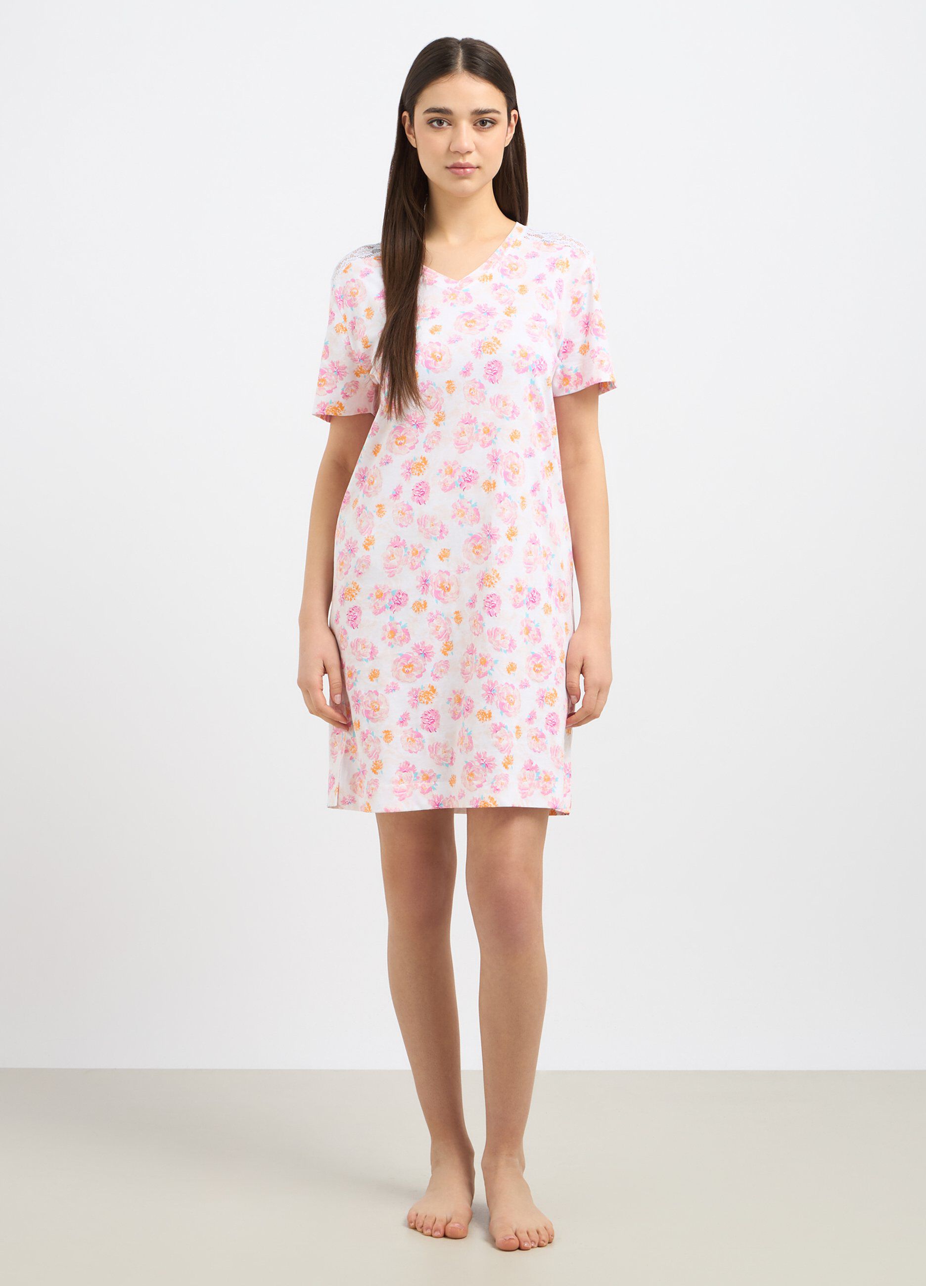 Camicia da notte con inserti in pizzo donna_0