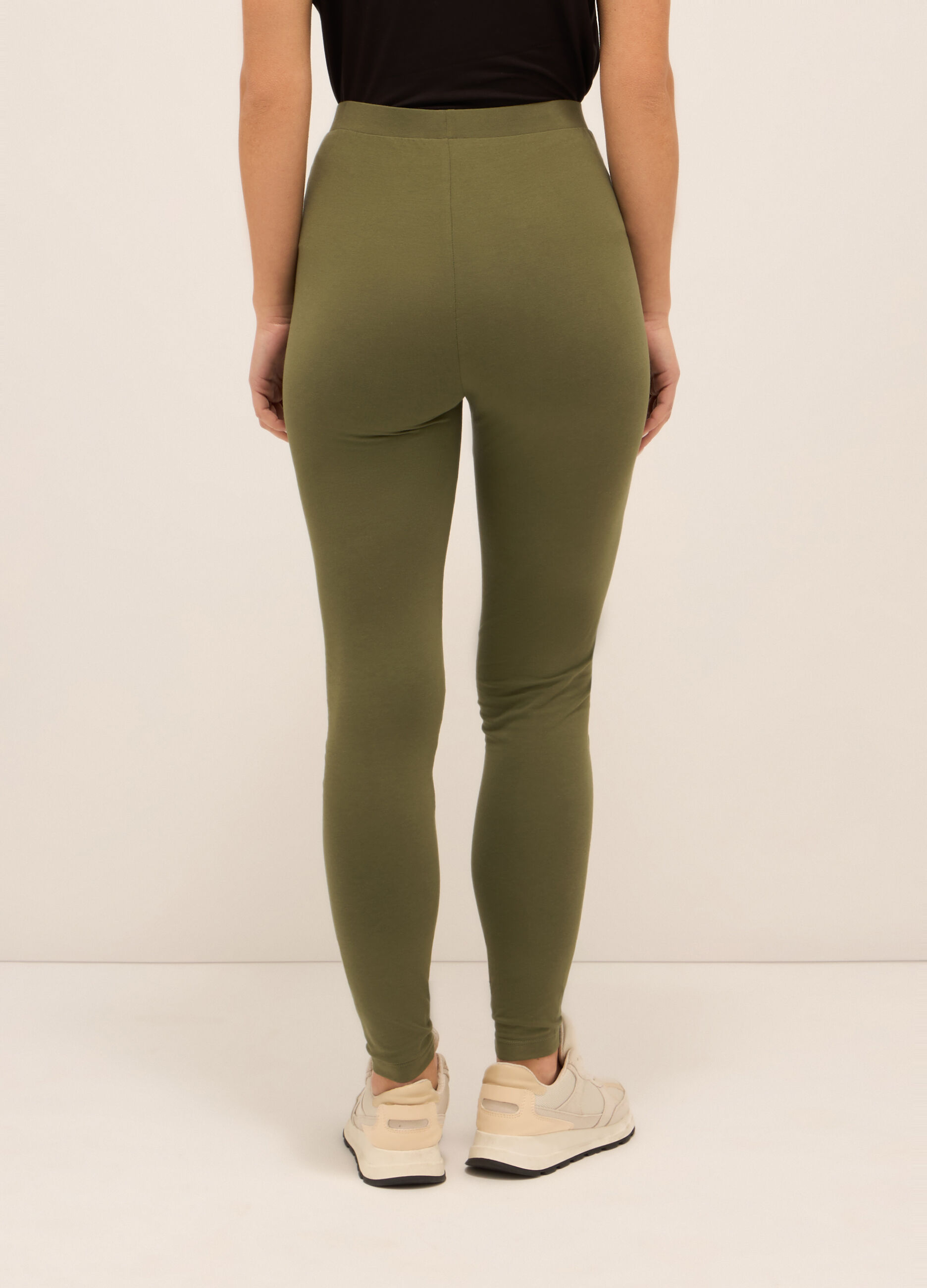 Leggings fitness in jersey di cotone stretch donna_1