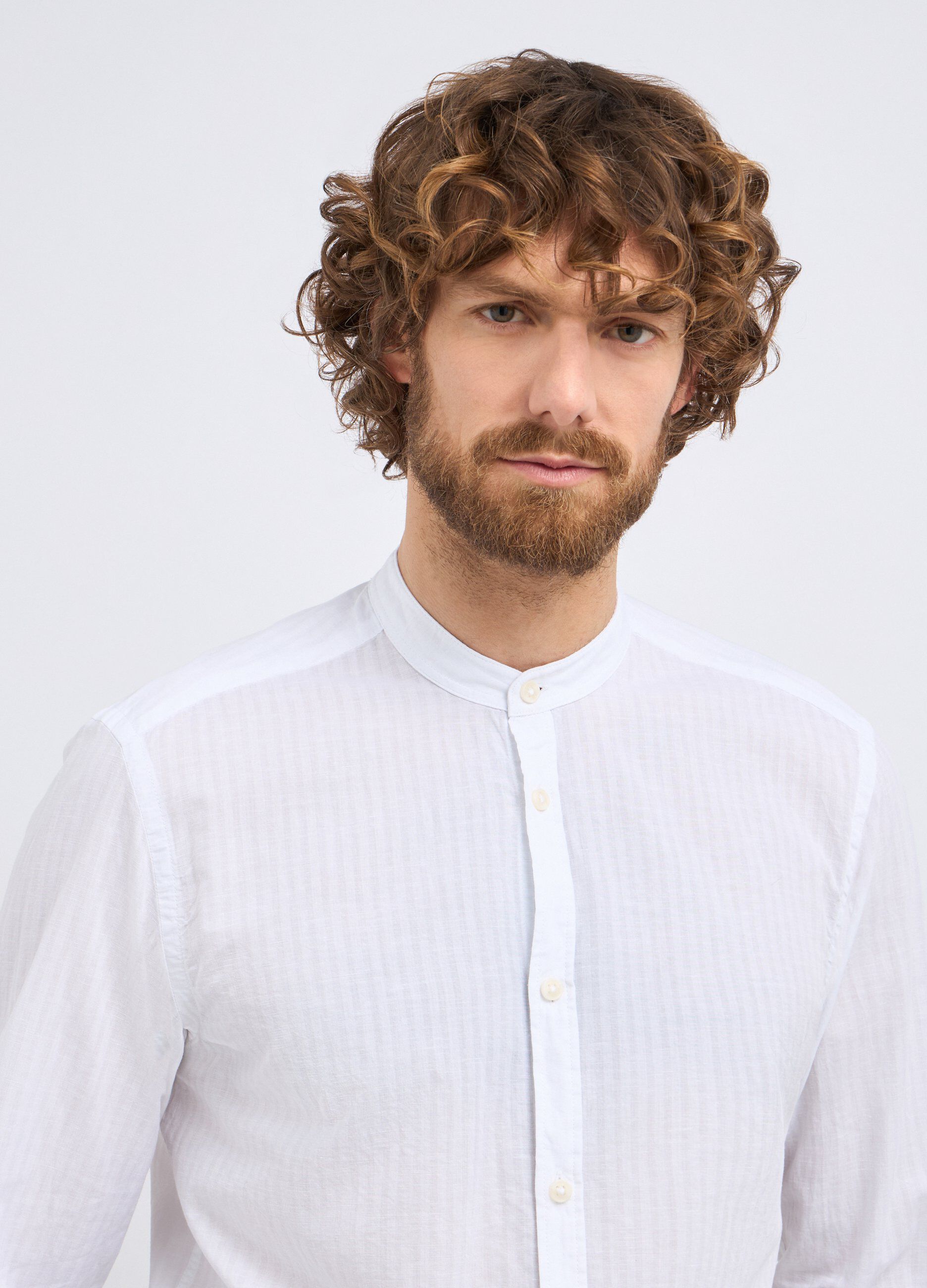 Camicia coreana in misto lino uomo_2