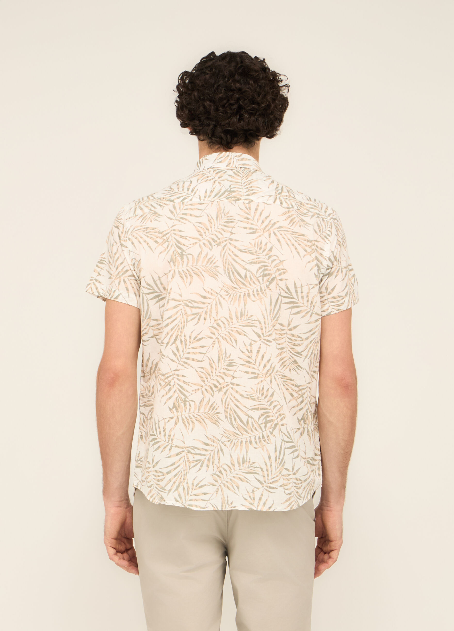 Camicia a maniche corte in cotone con stampa uomo_1