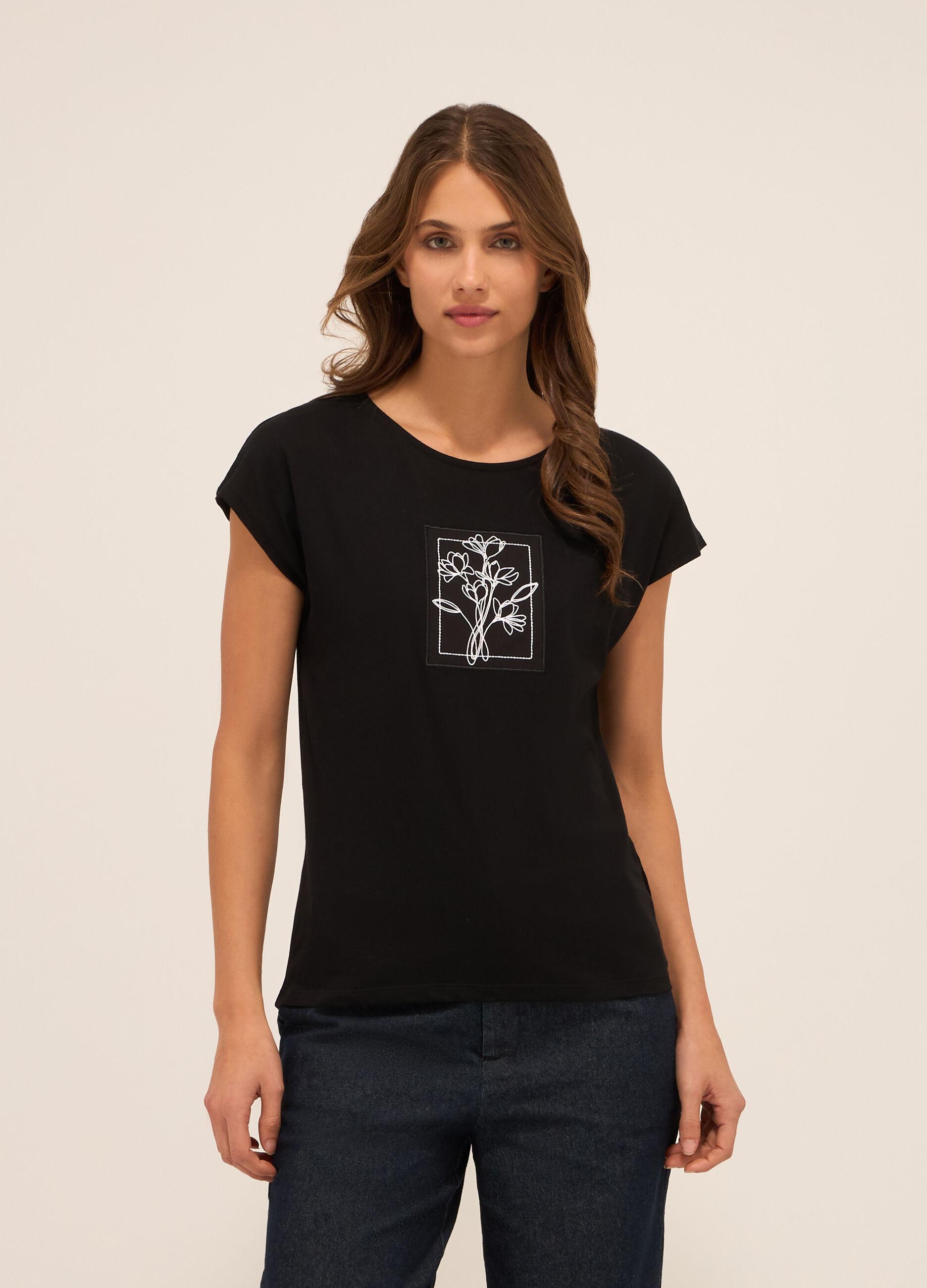 T-shirt in jersey di puro cotone donna_0