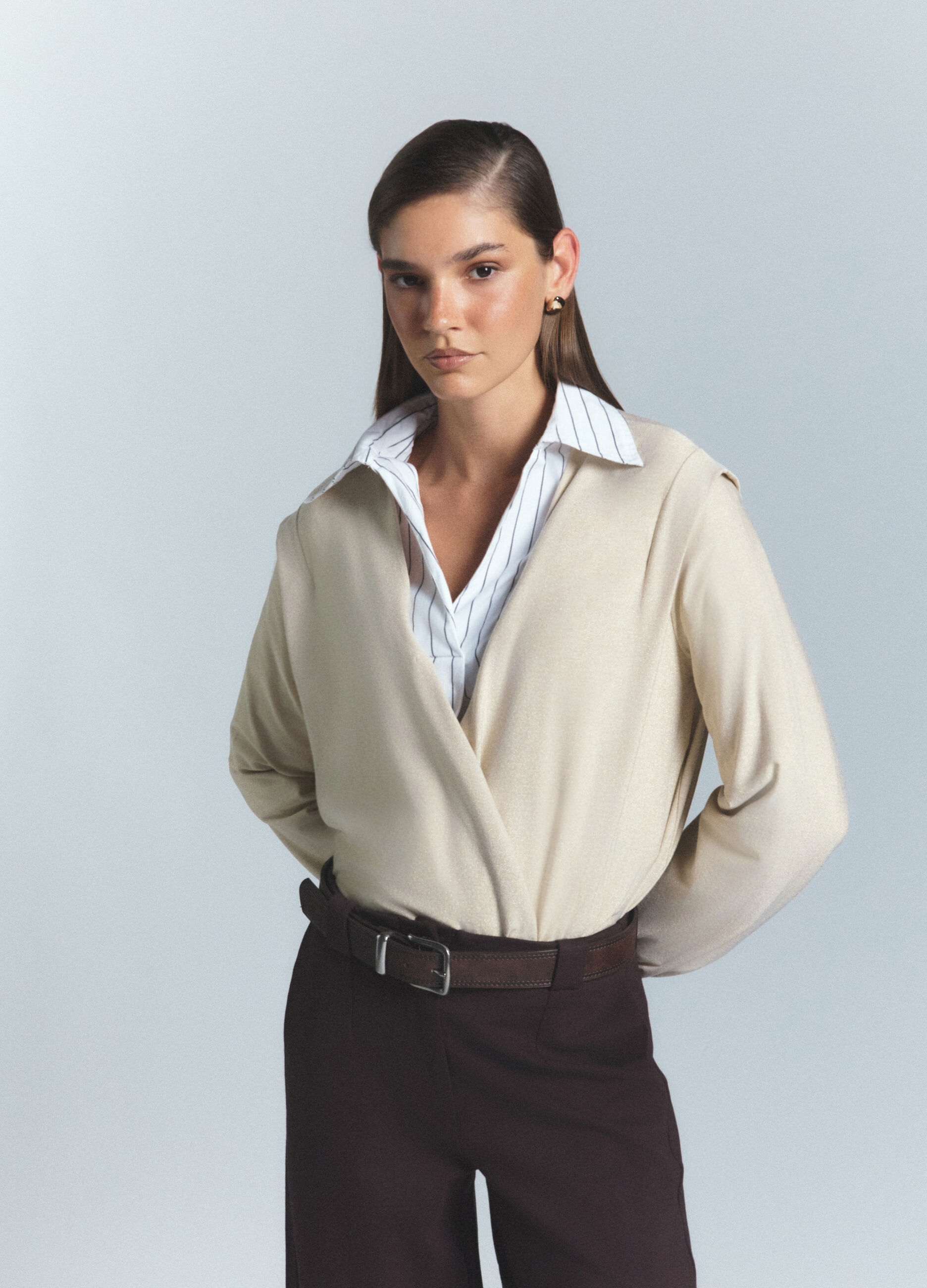 T-shirt incrociata stretch donna_1