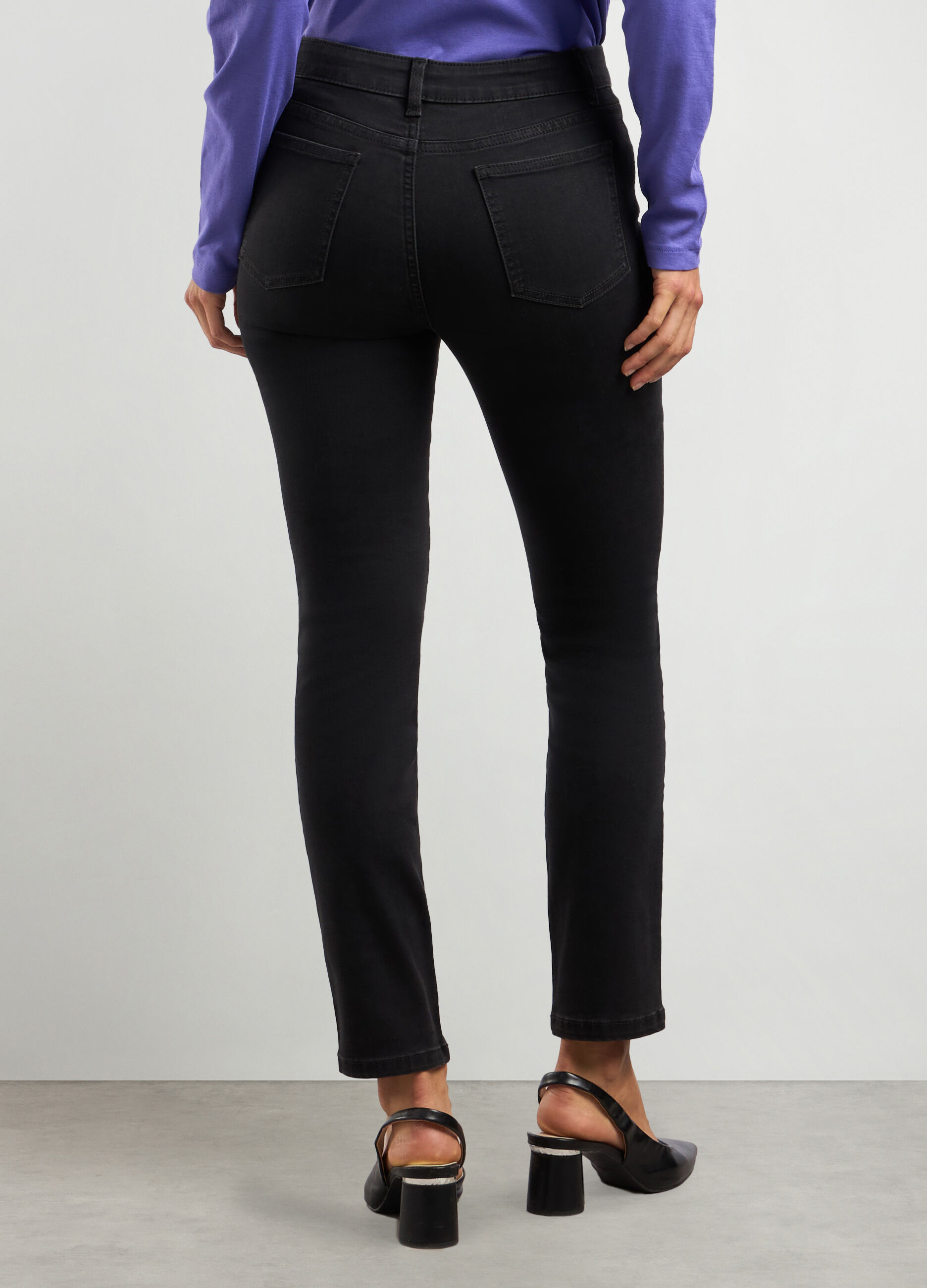 Pantaloni in denim di misto cotone stretch donna_1