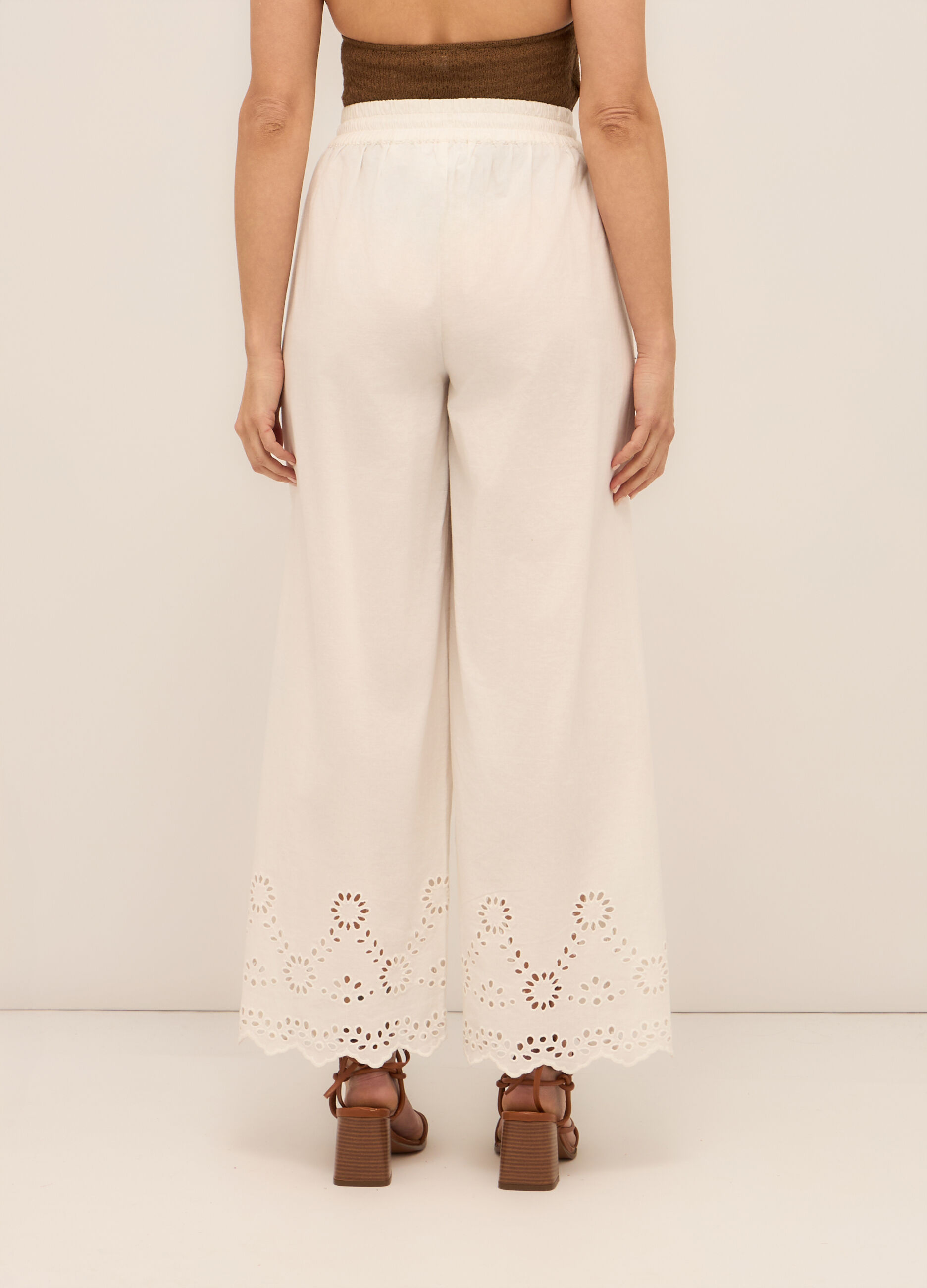 Pantaloni palazzo in puro cotone donna_1