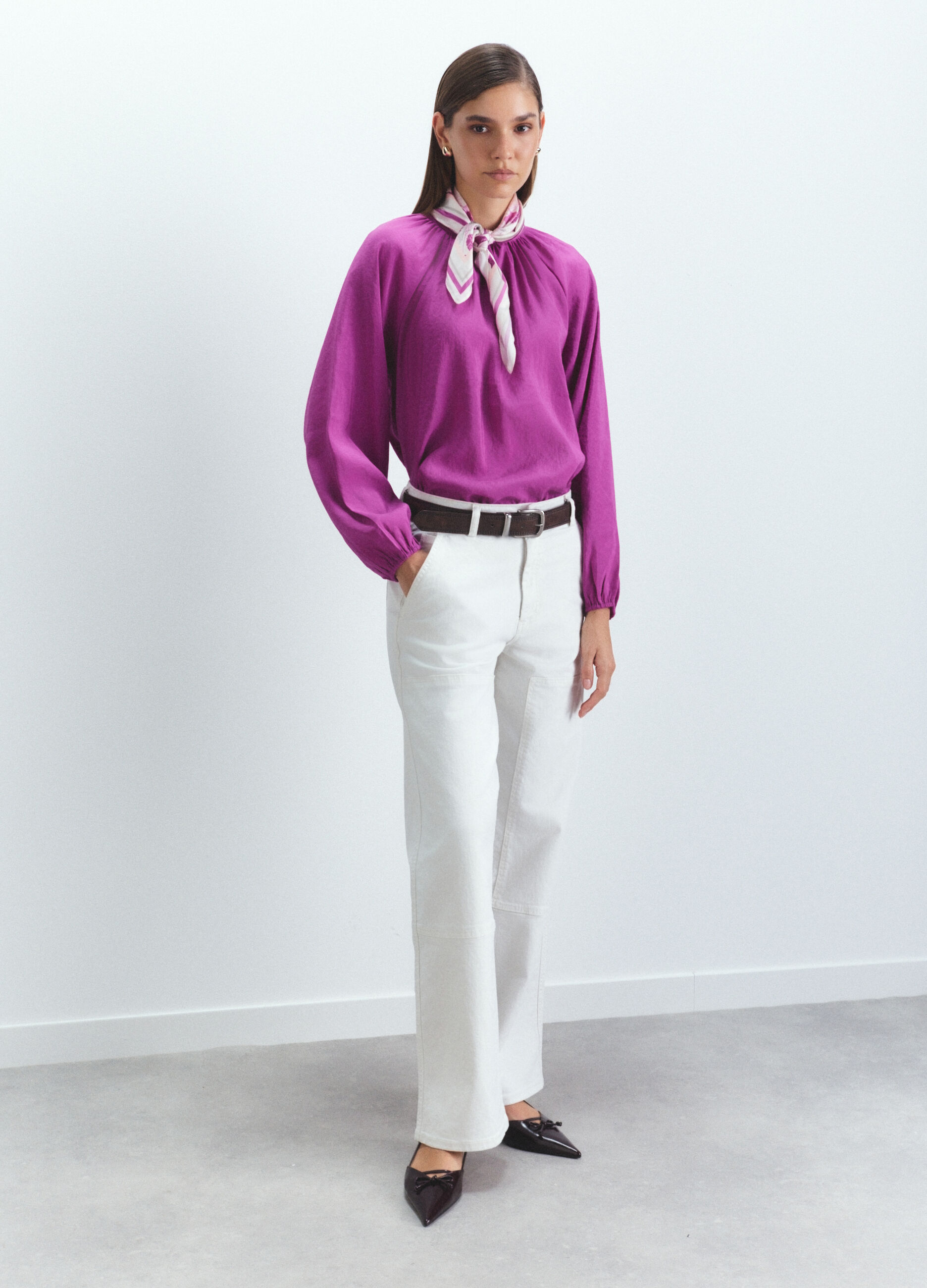 Blusa Fit Over con scollo rotondo misto modal donna_0