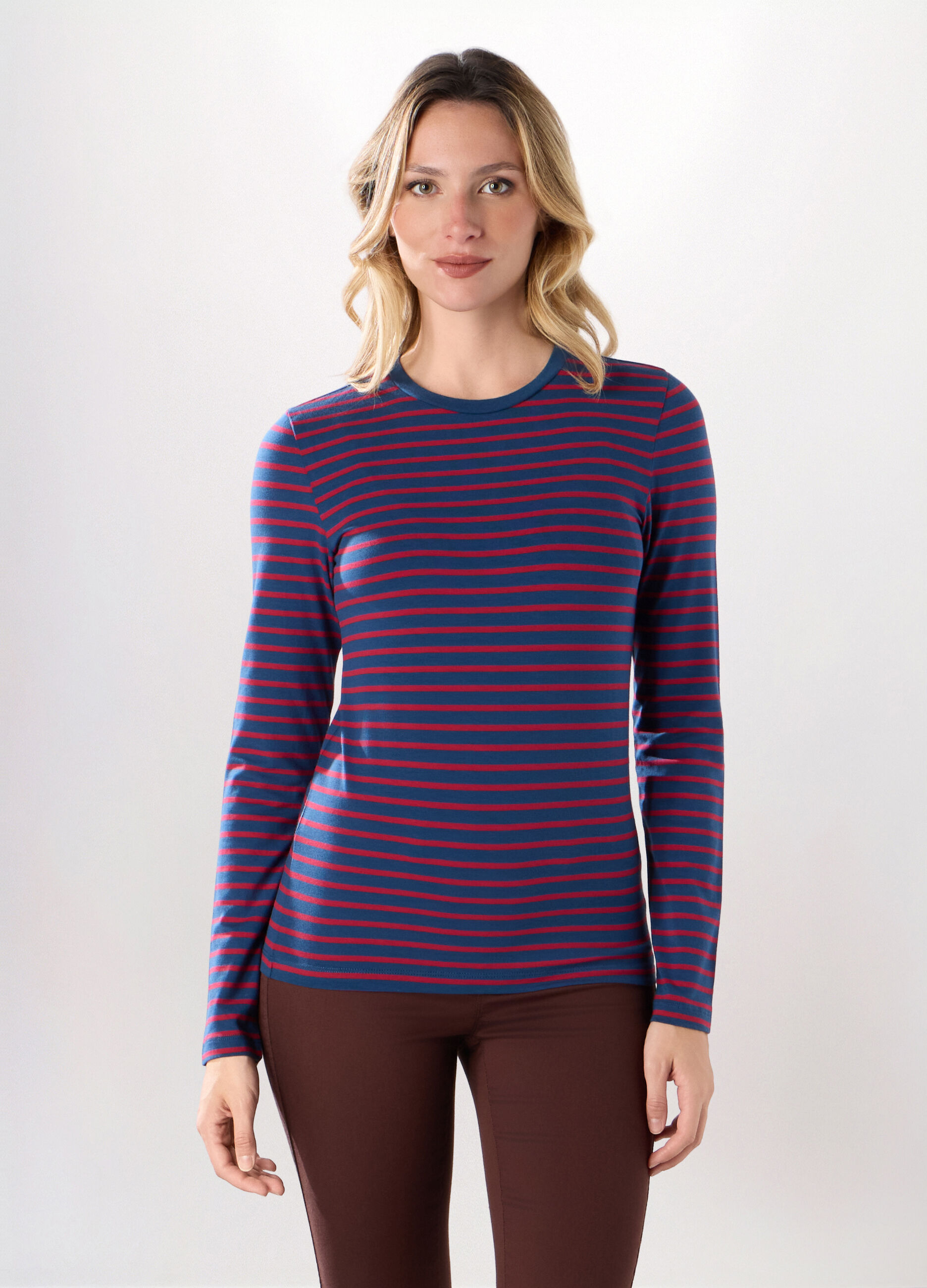T-shirt in jersey di cotone stretch donna_0