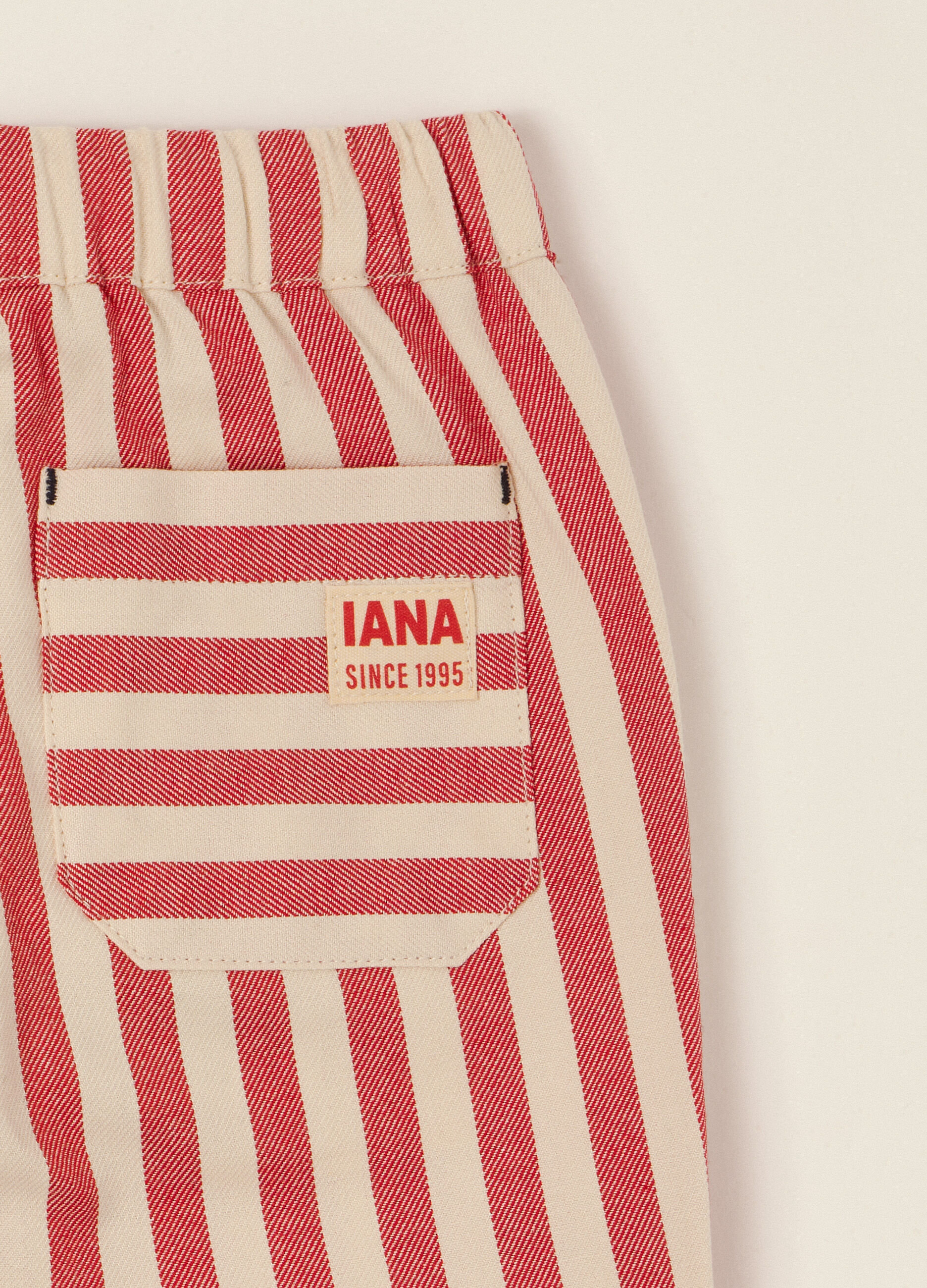 Pantaloni a righe rosse in puro cotone_2