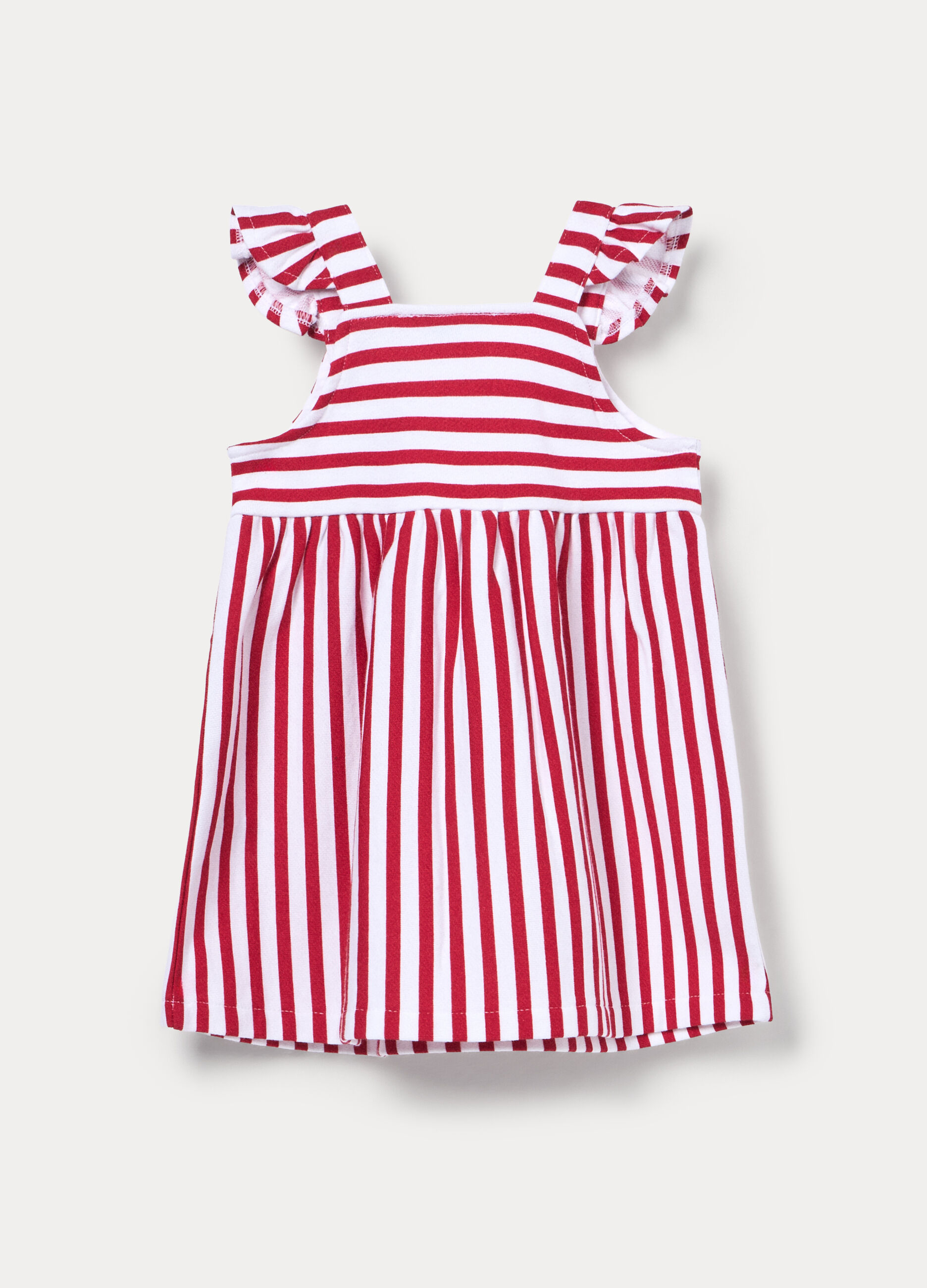 Vestito a righe in french terry di puro cotone _1