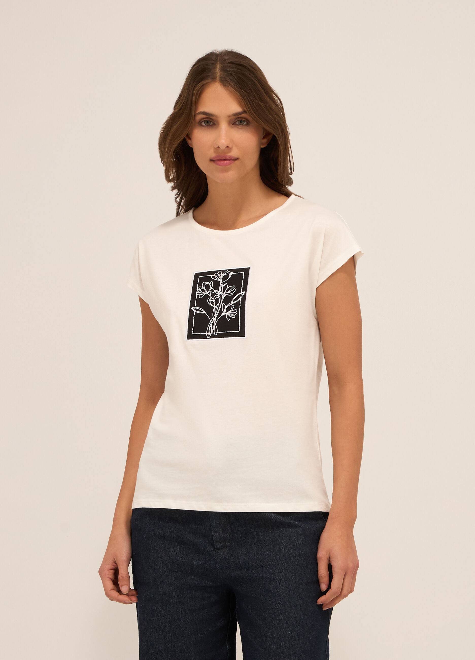 T-shirt in jersey di puro cotone donna_0