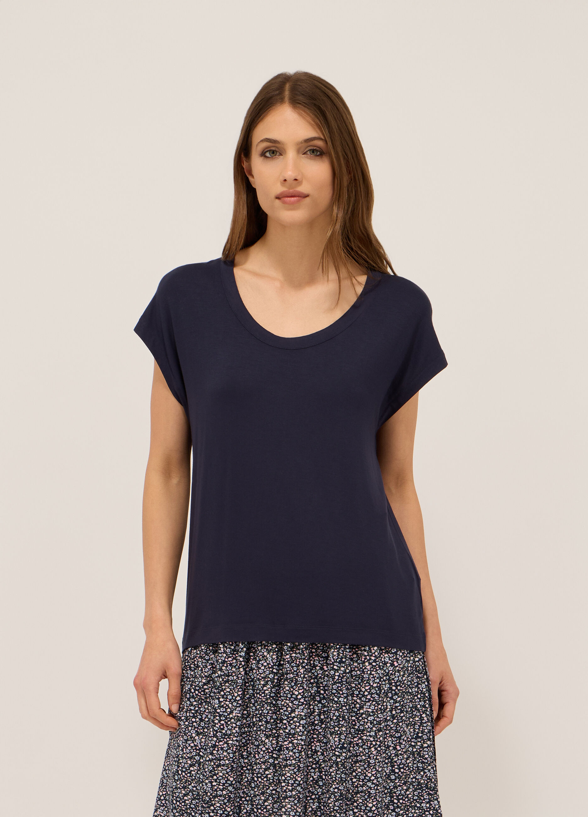 T-shirt in jersey di viscosa stretch donna_0