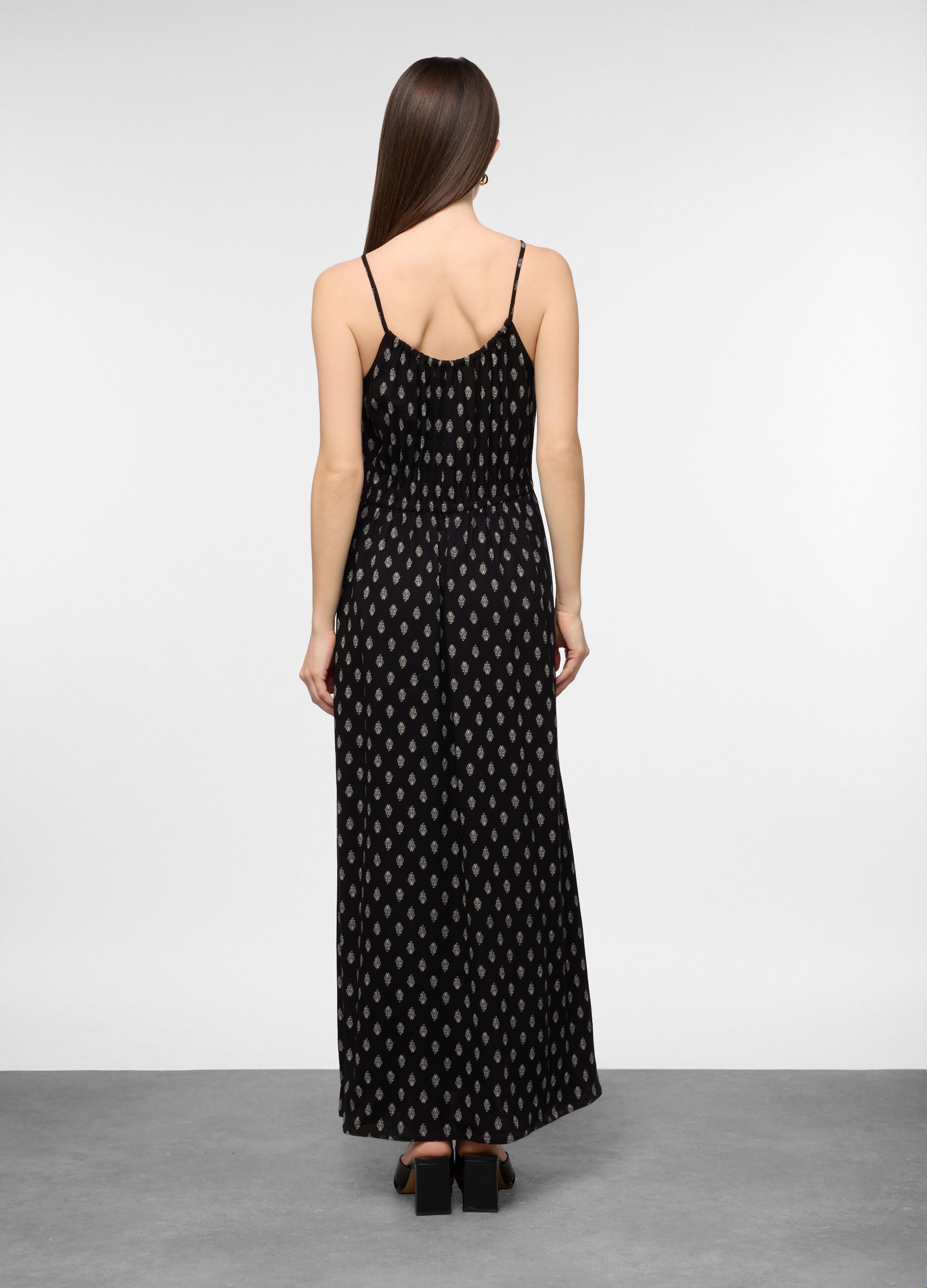 Vestito lungo fitted in misto lino donna_1