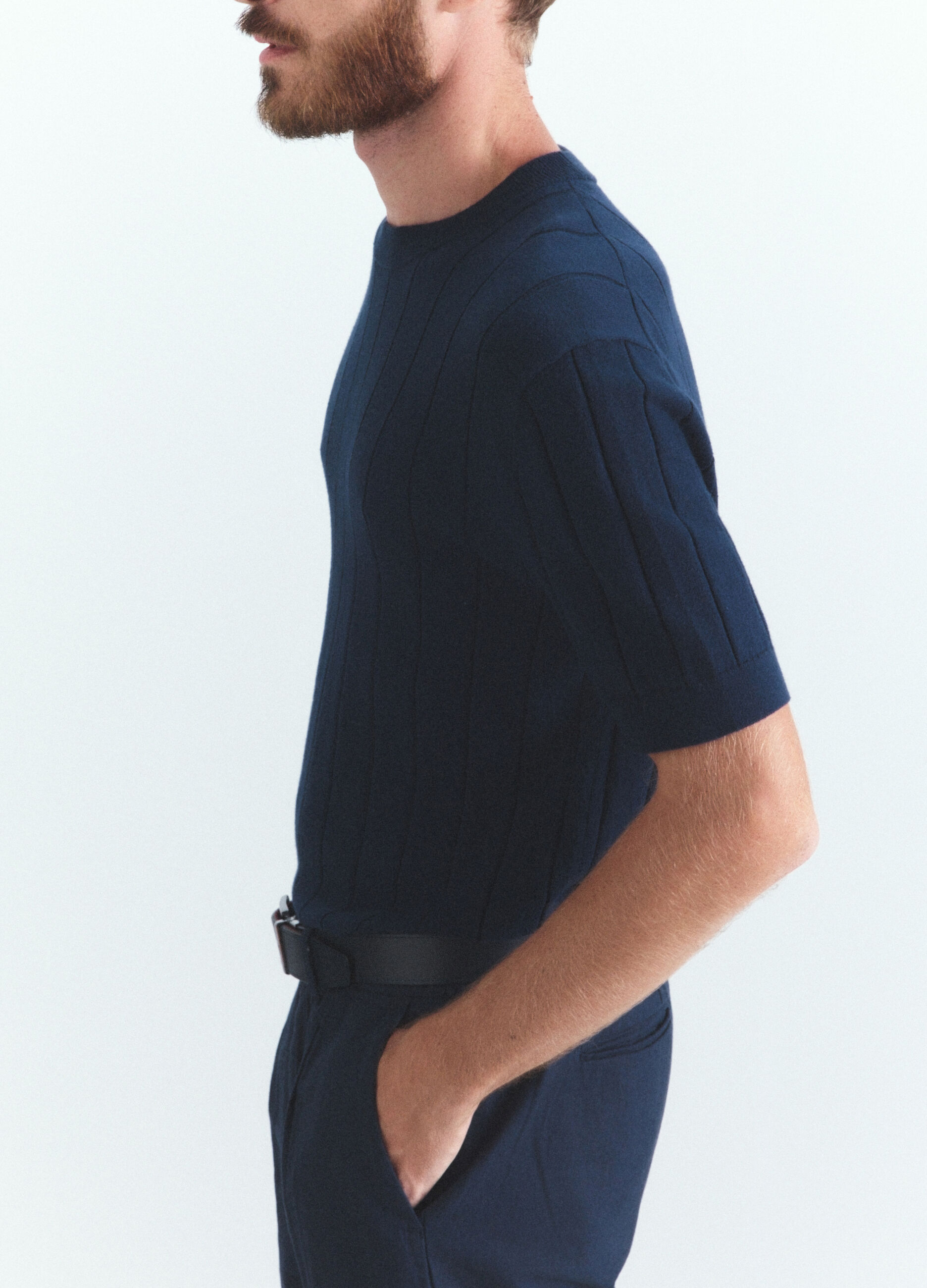 T-shirt in maglia a costa piatta uomo_2