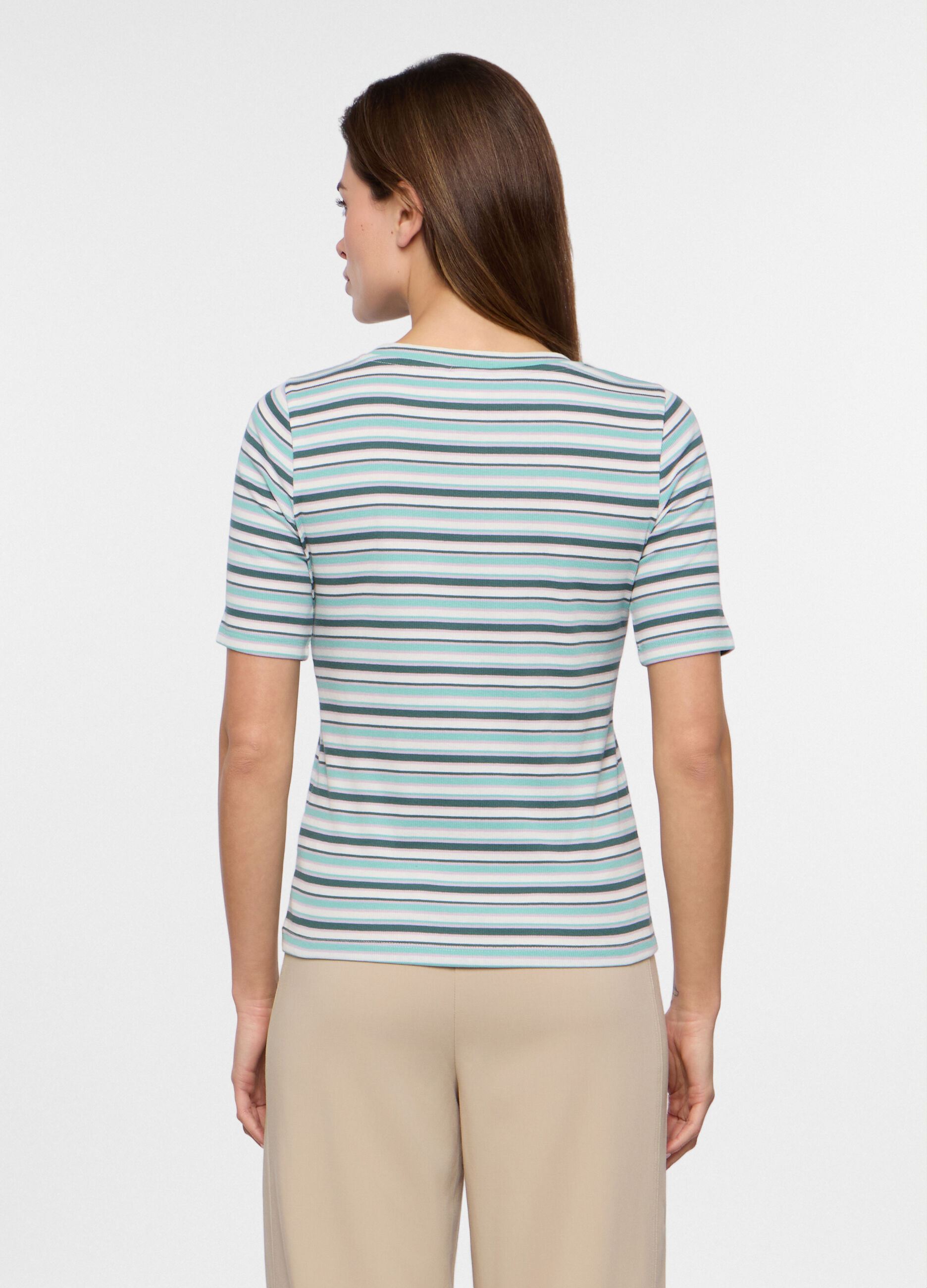 T-shirt in costina misto cotone donna_1