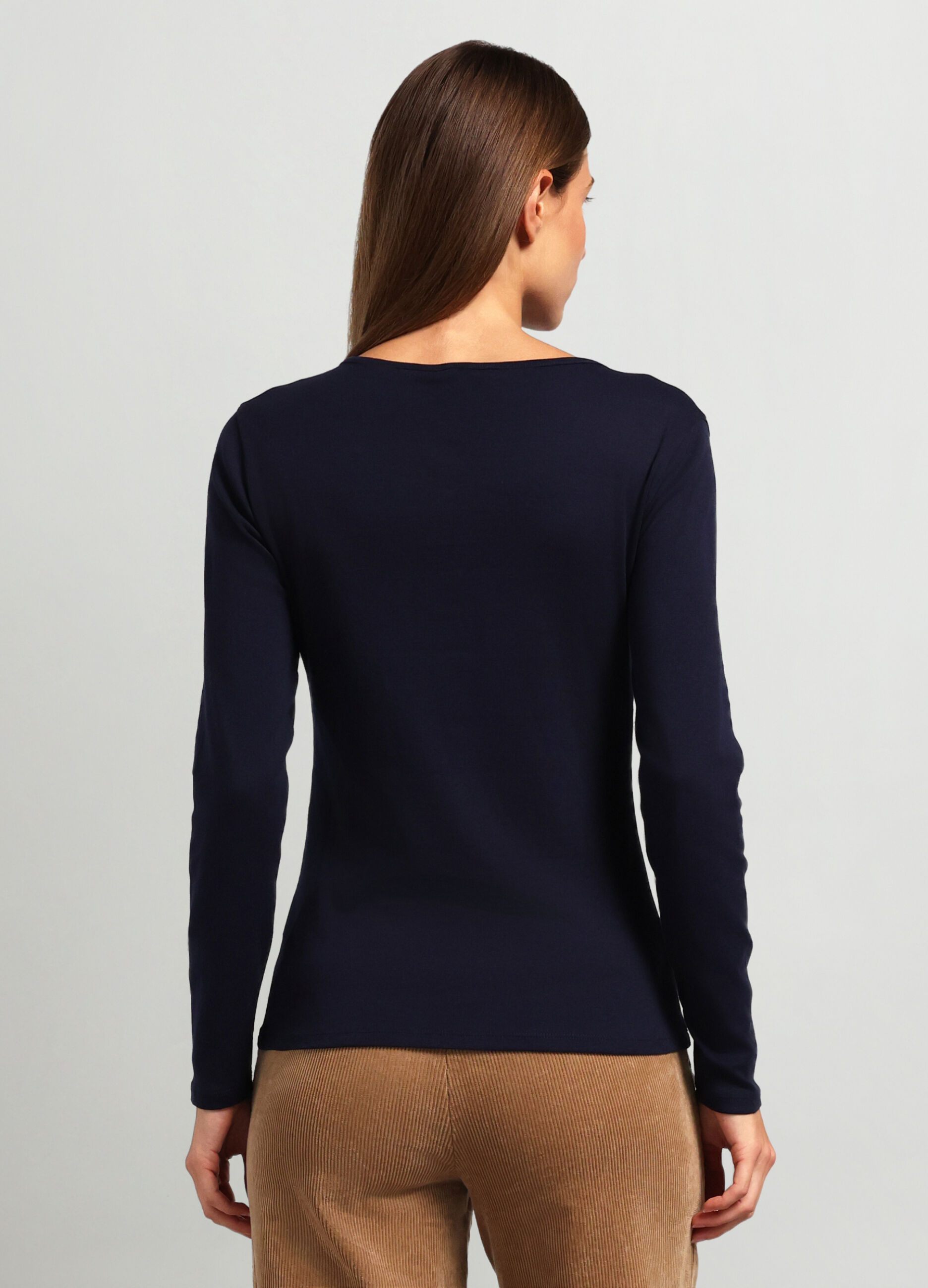 T-shirt in costina di puro cotone donna_1