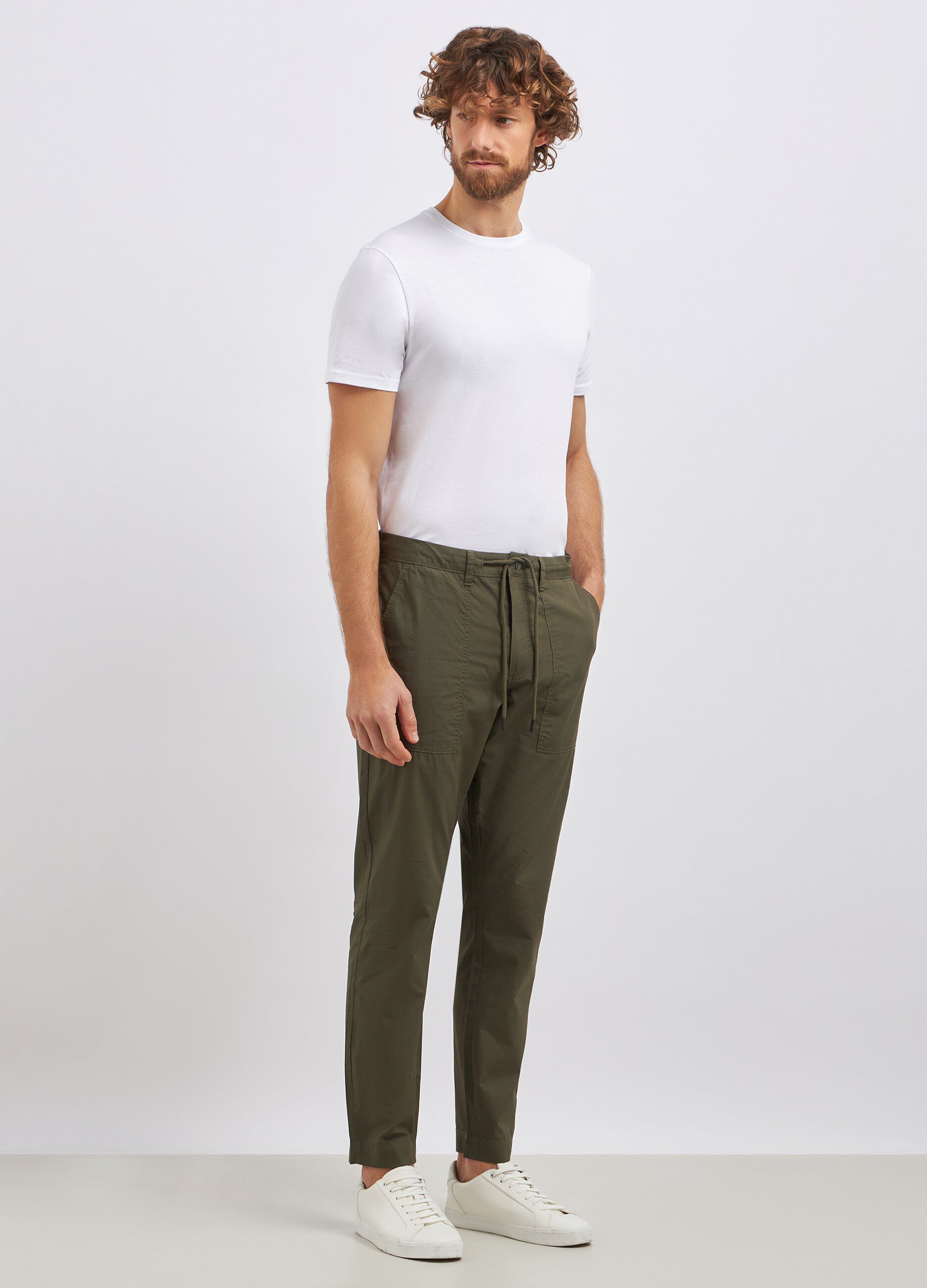 Pantaloni in puro cotone con coulisse uomo_0