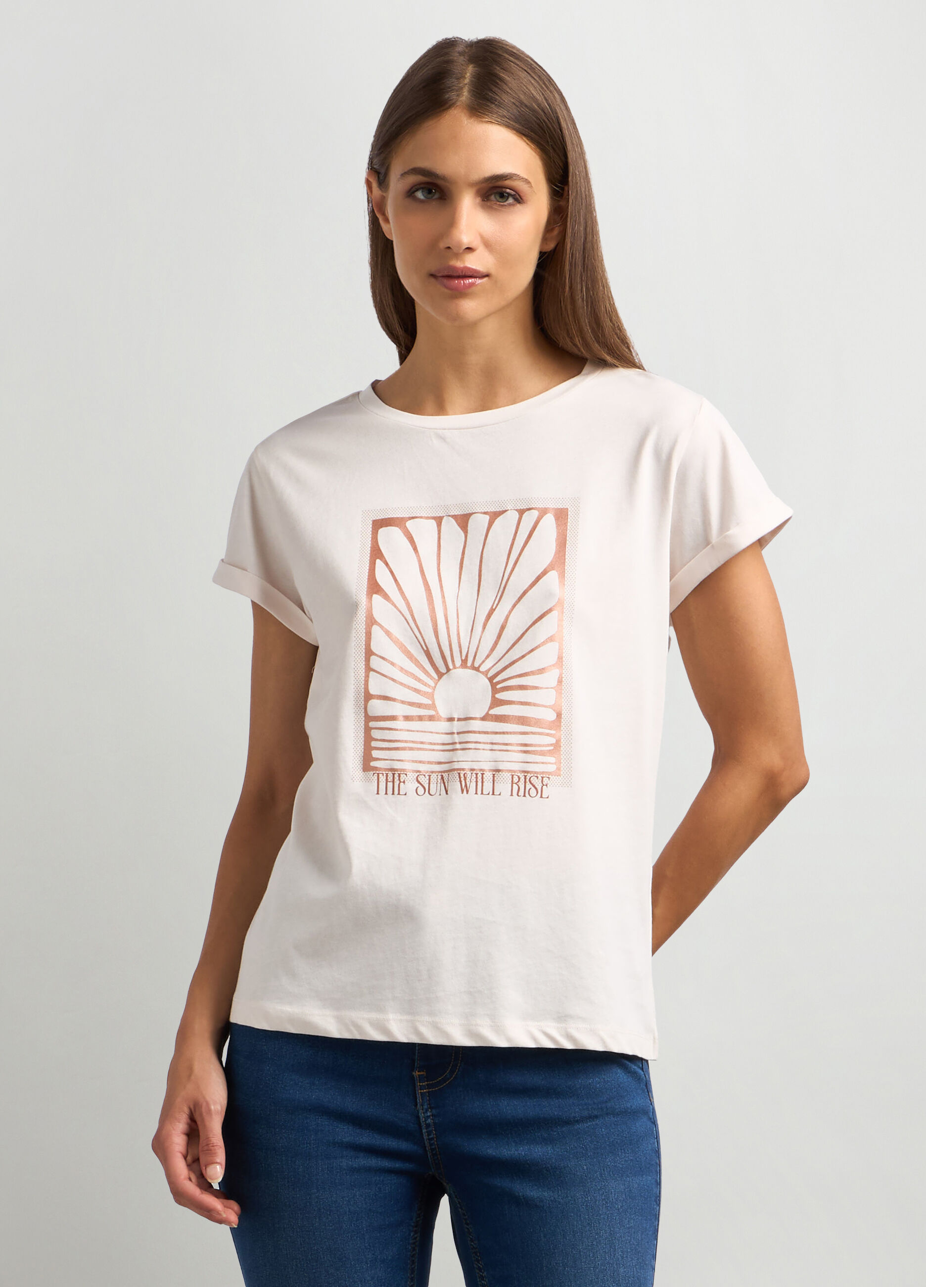 T-shirt in jersey di puro cotone donna_0